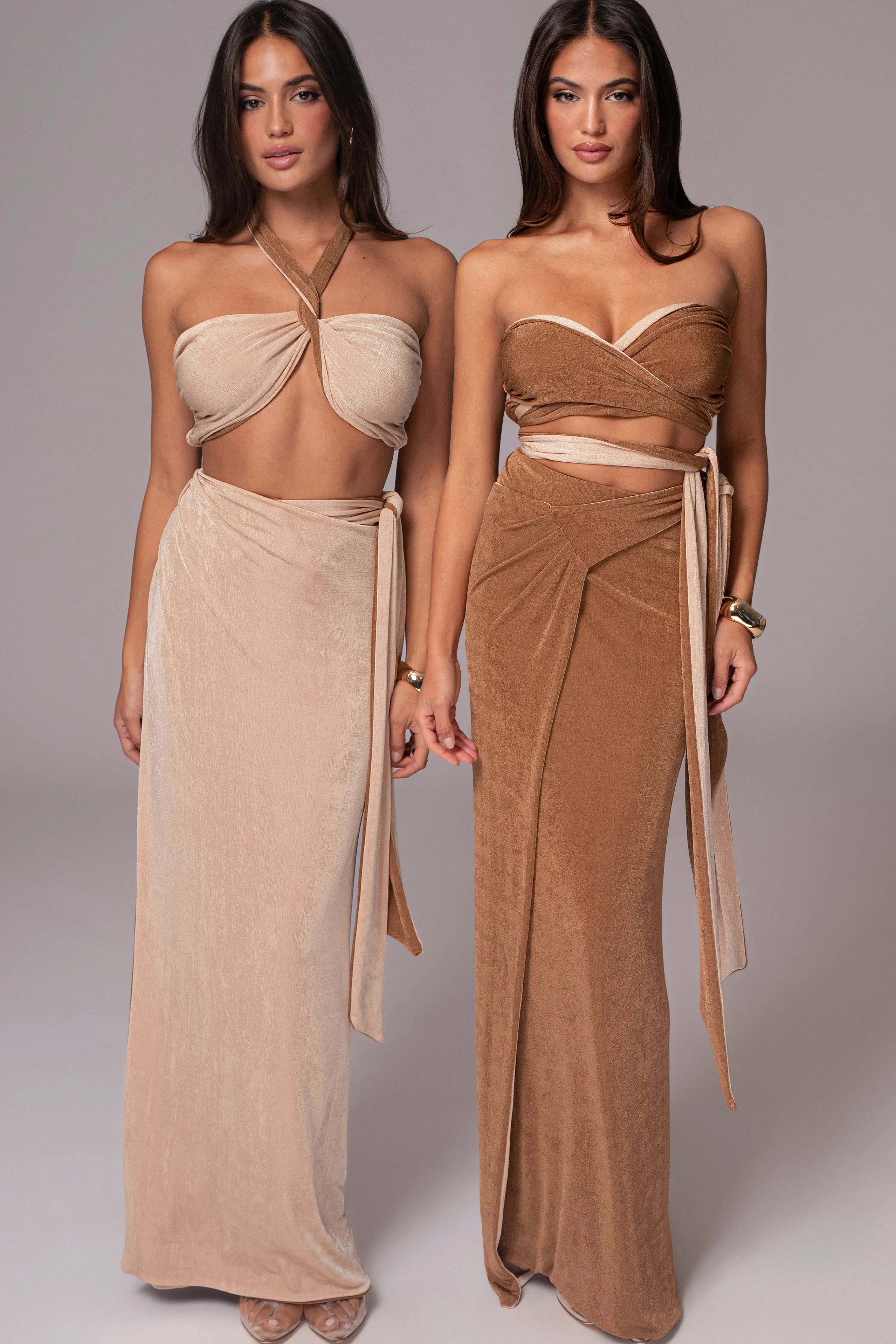 Brown/Beige Venus Reversible Skirt Set