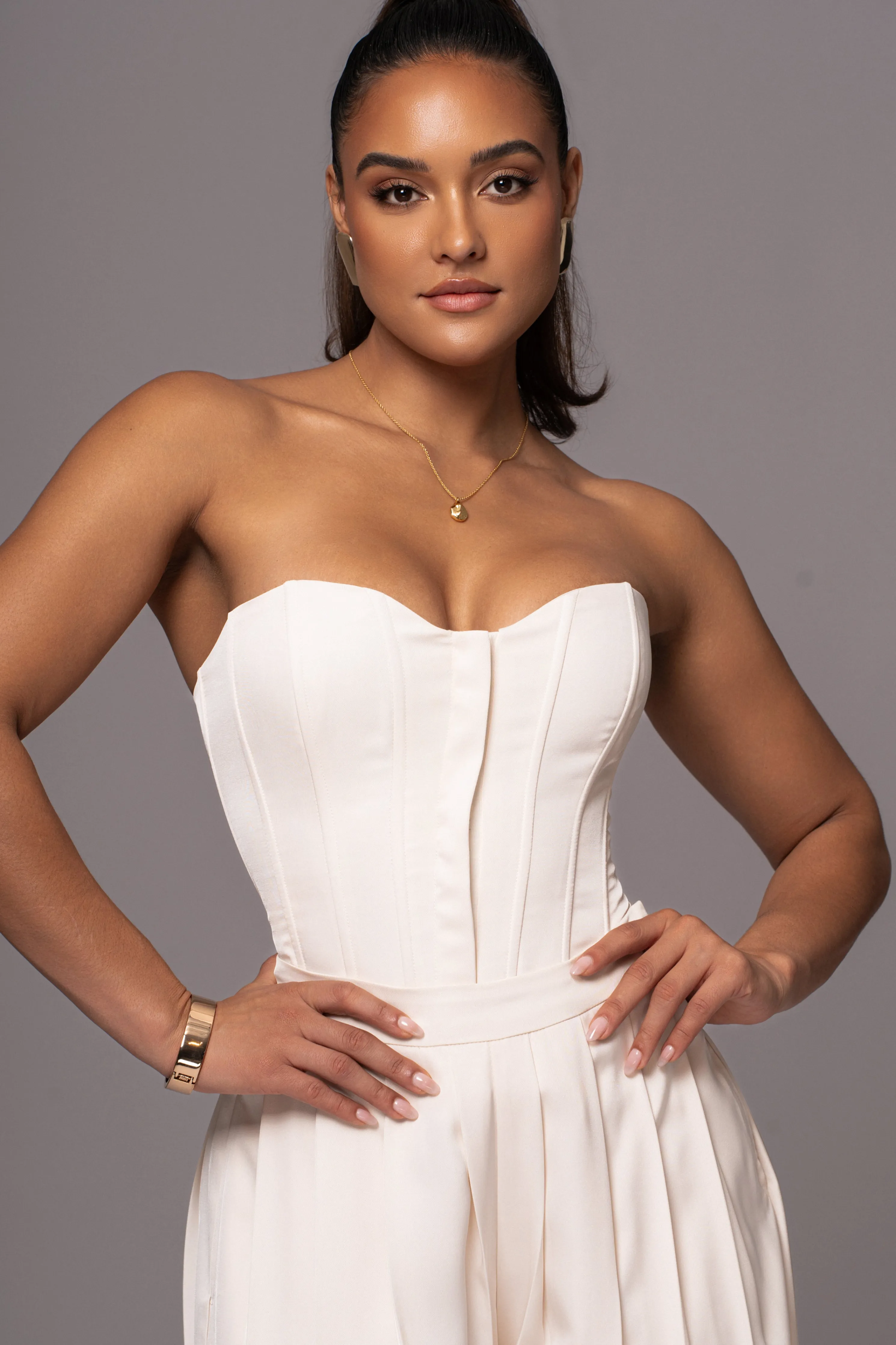 Buttercream Viv Satin Bustier Top