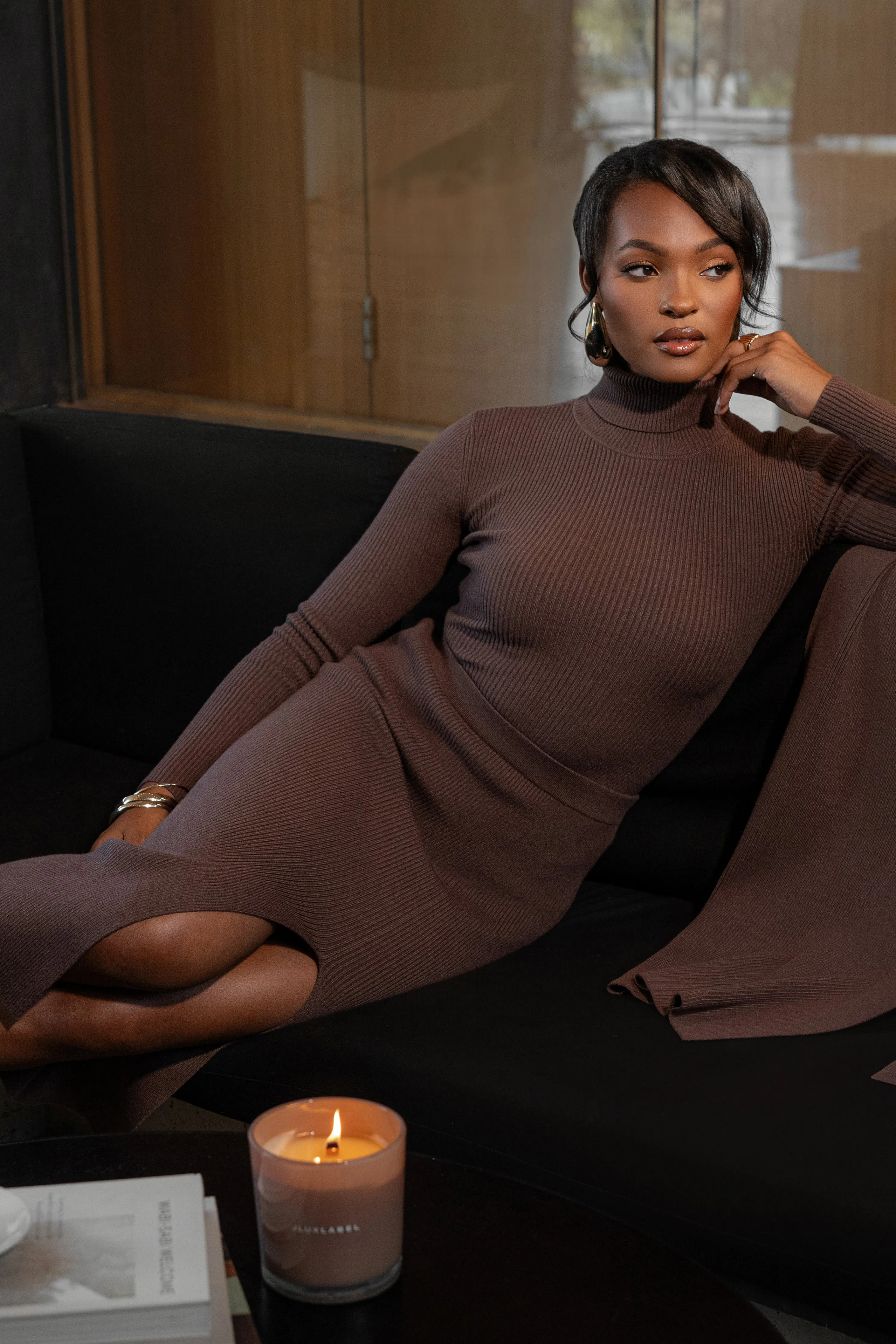 Chocolate Arlett Turtleneck Bodysuit