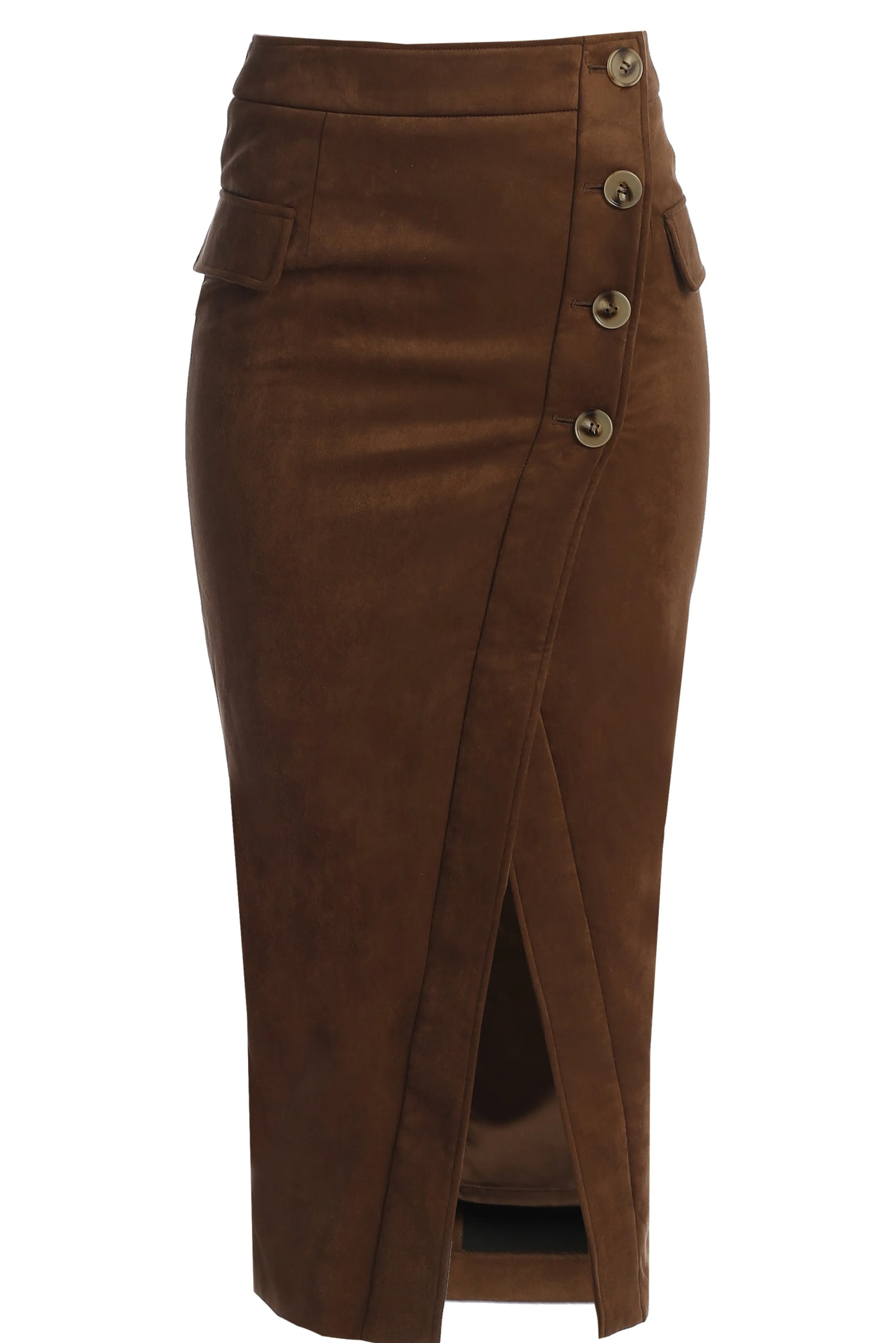 Chocolate Audrey Suede Midi Skirt