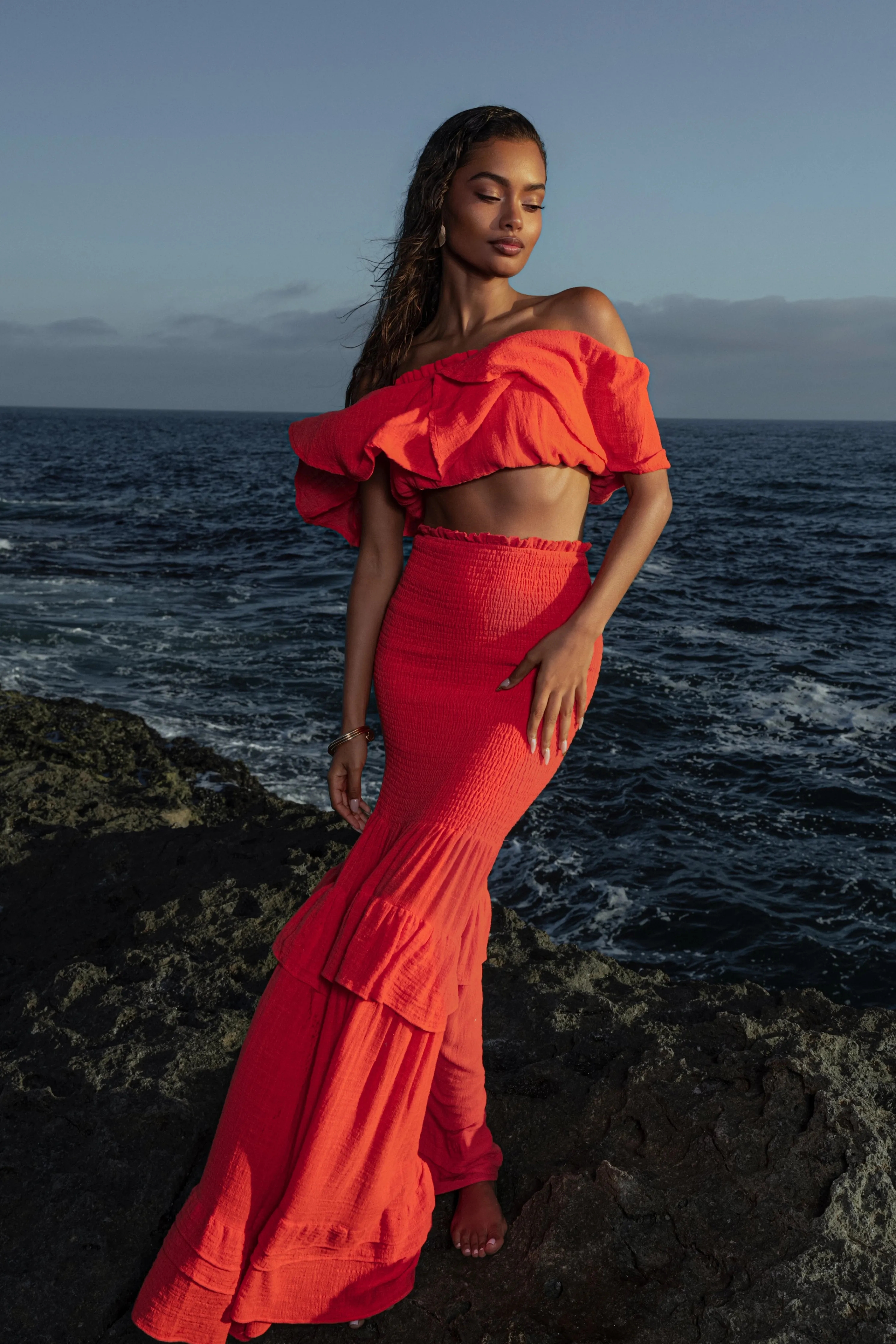 Coral Sienna Ruffled Skirt Set