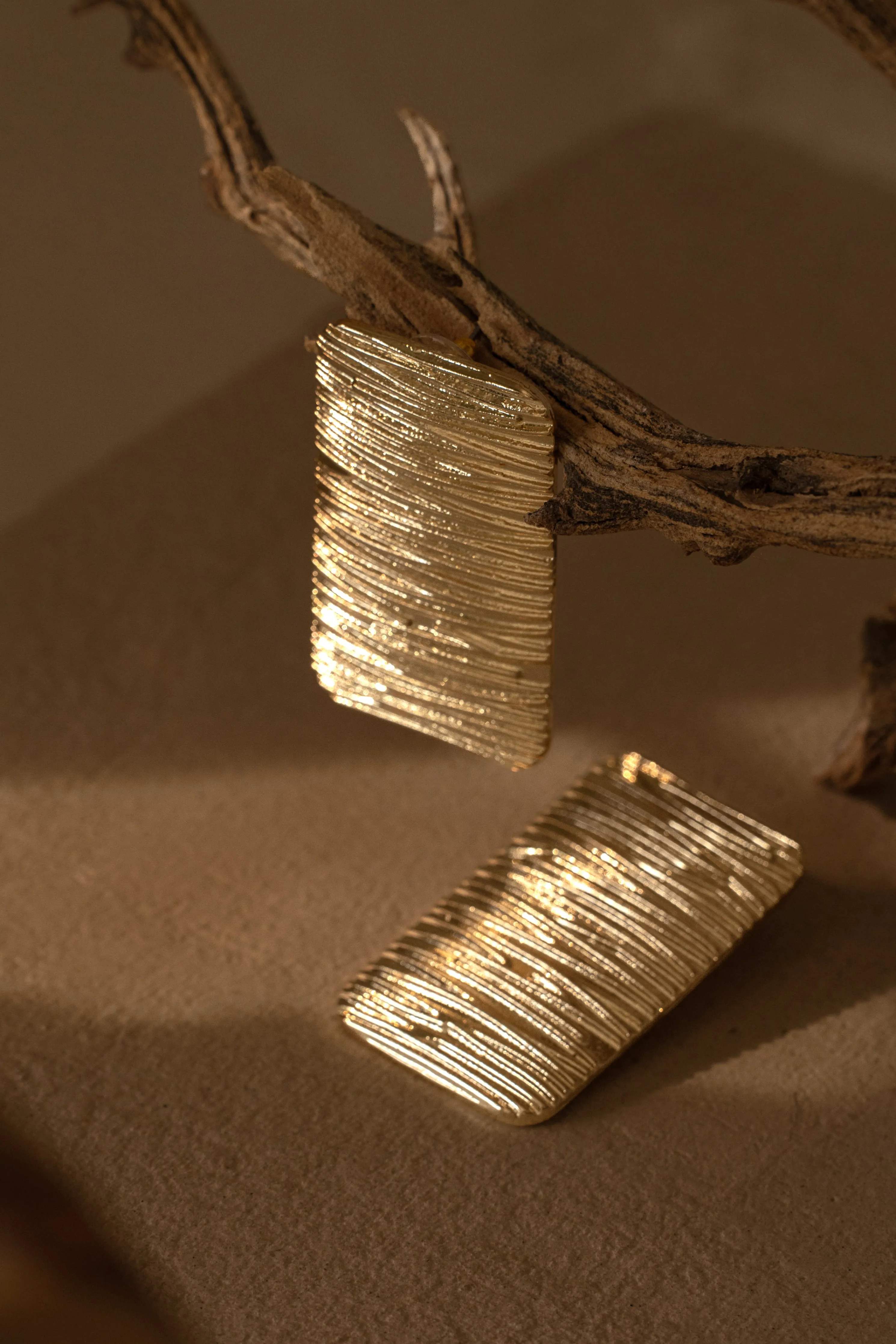 Gold Arin Rectangle Drop Earrings