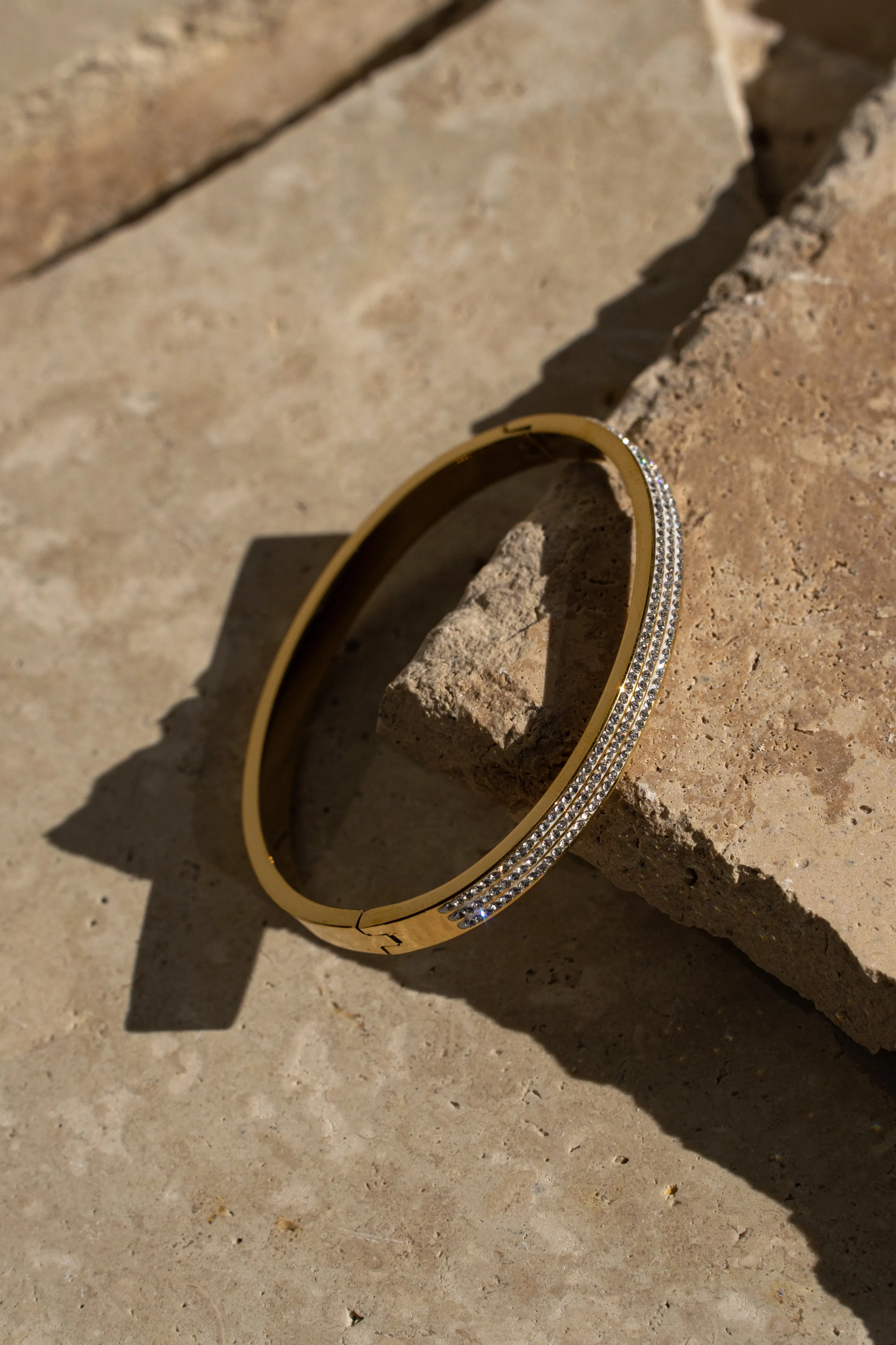 Gold Crystal Paved Hinge Bracelet