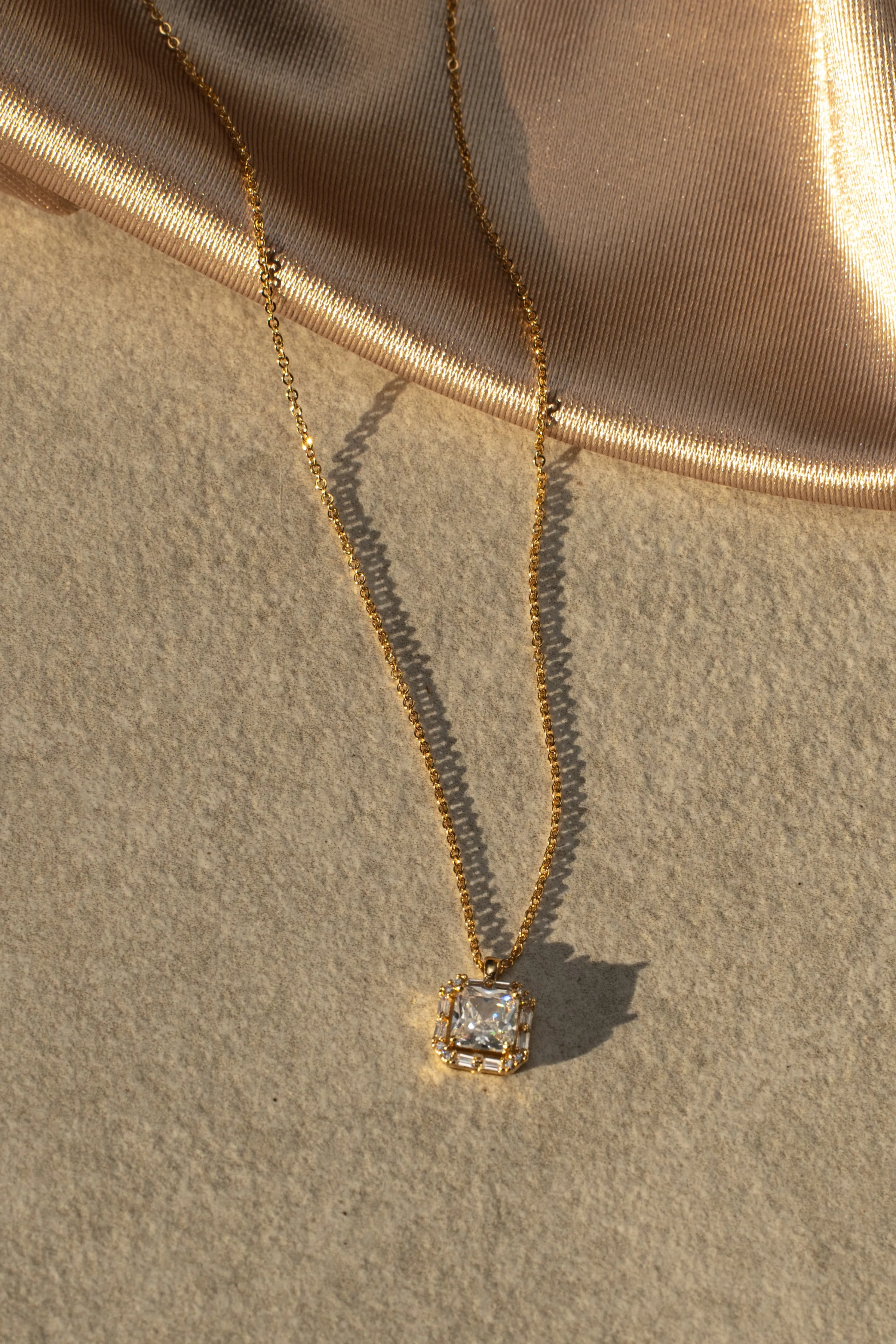 Gold Crystal Pendant Necklace