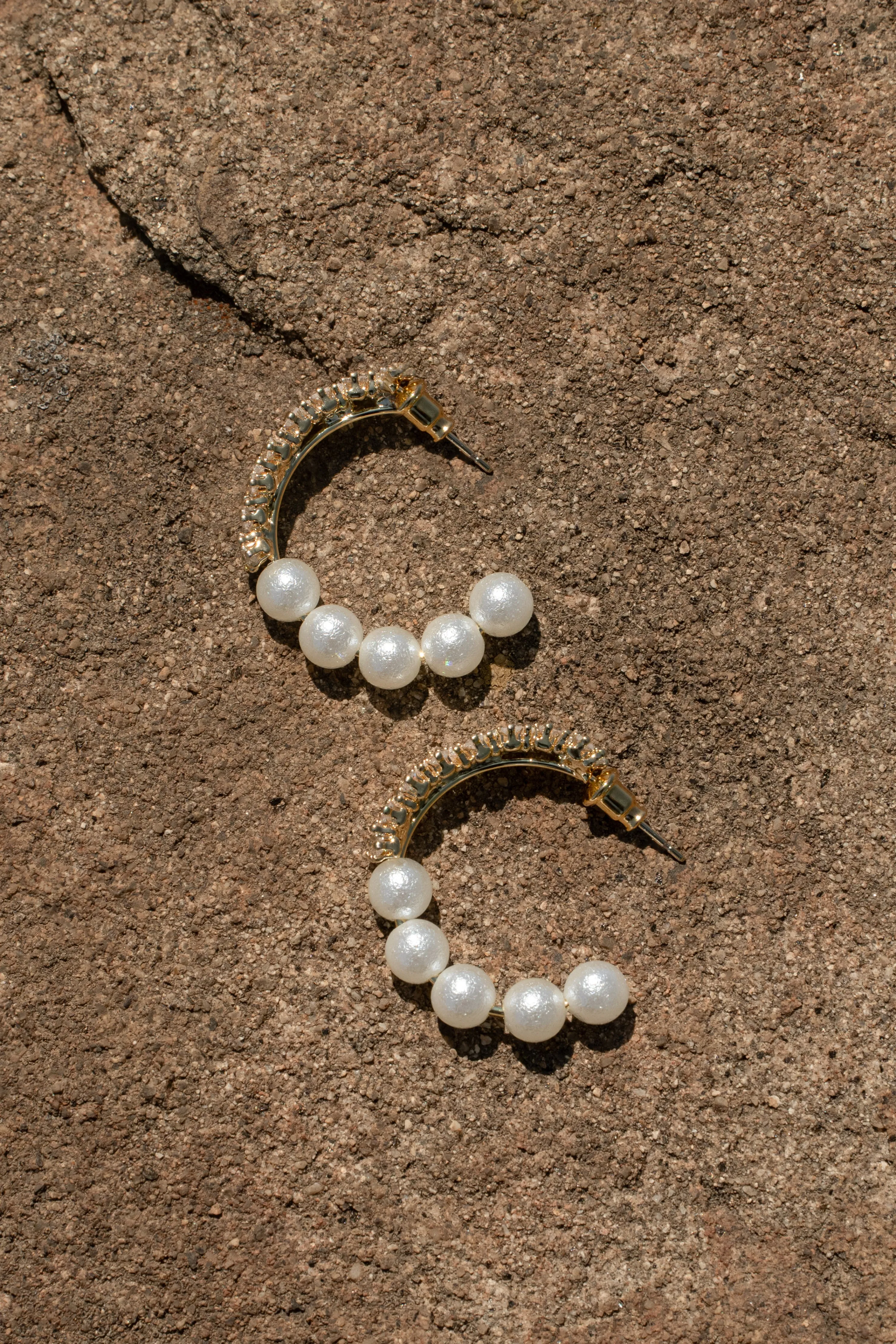 Gold Demi Pearl Hoops