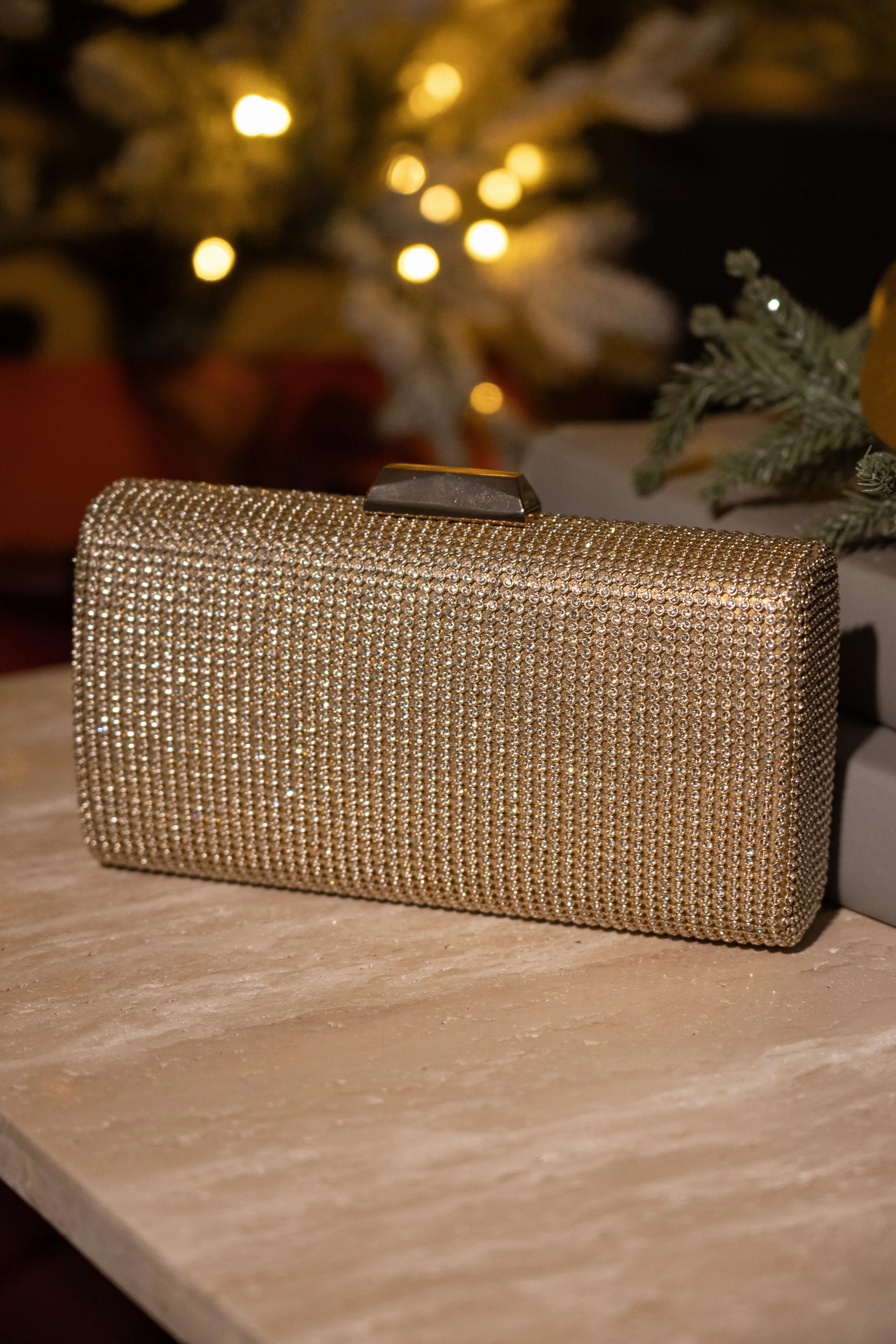 Gold Diamante Clutch Bag