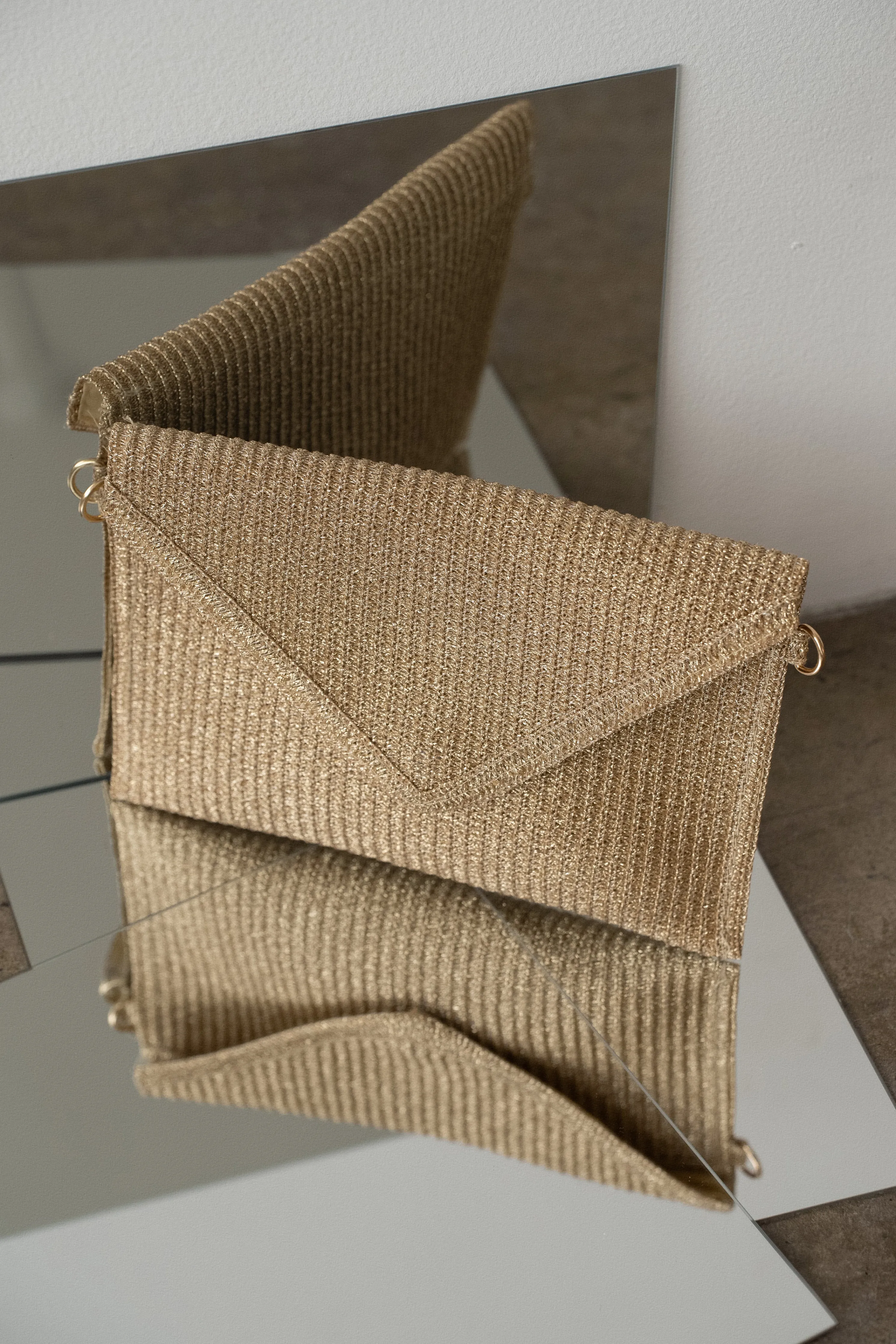 Gold Envelope Woven Clutch