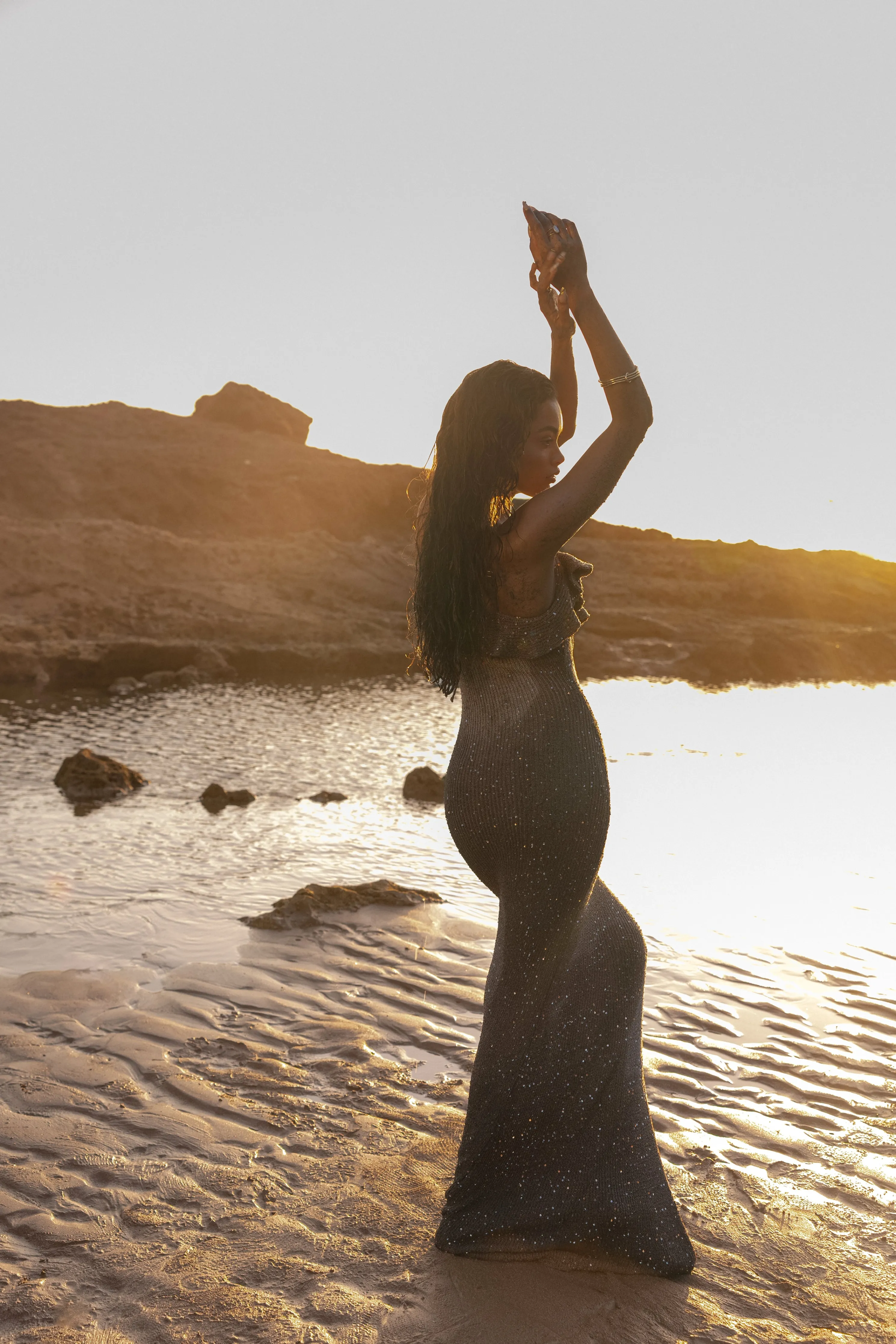 Gold Midnight Sparkle Maxi Dress