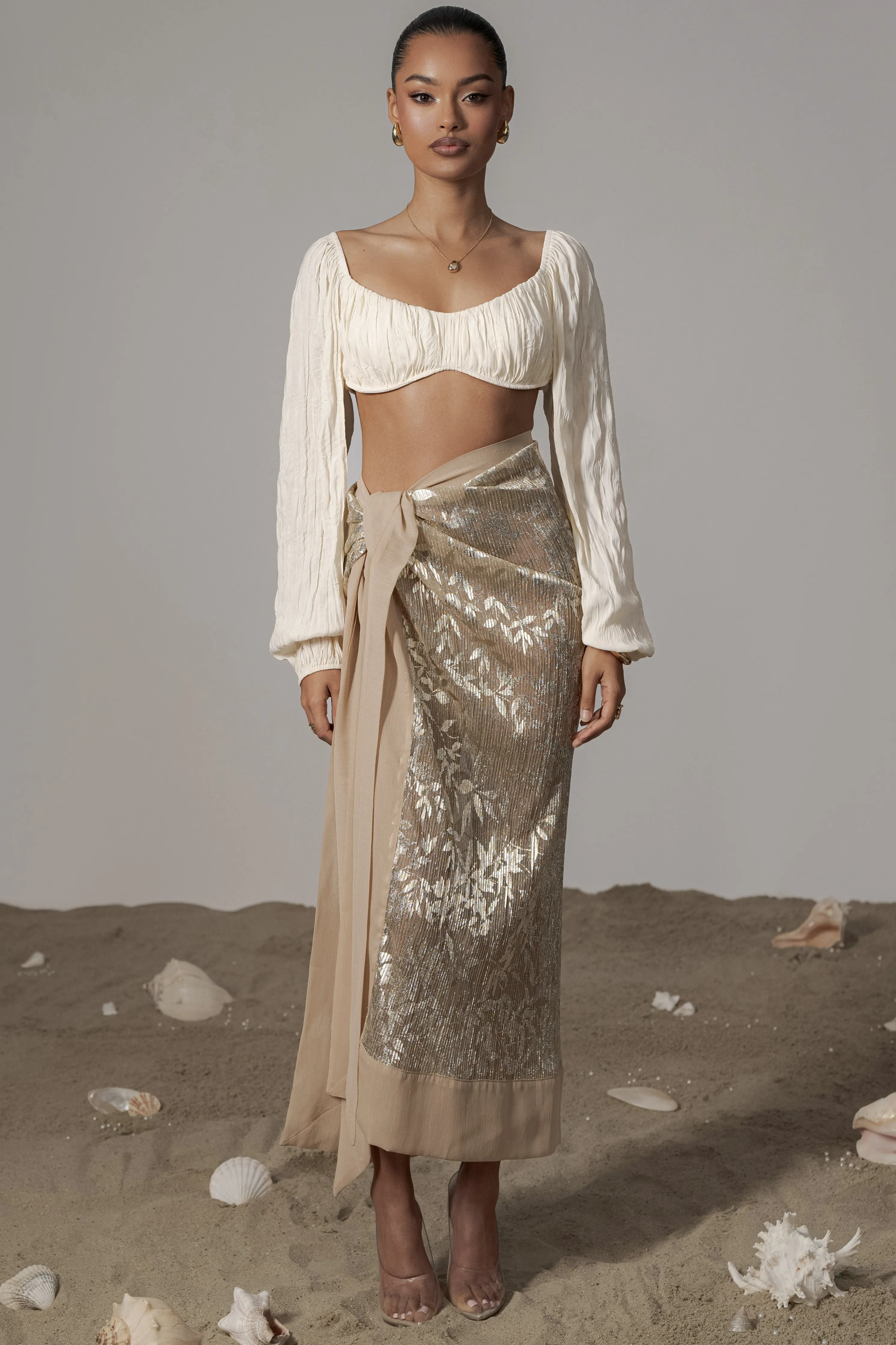 Gold Positano Printed Sarong Skirt