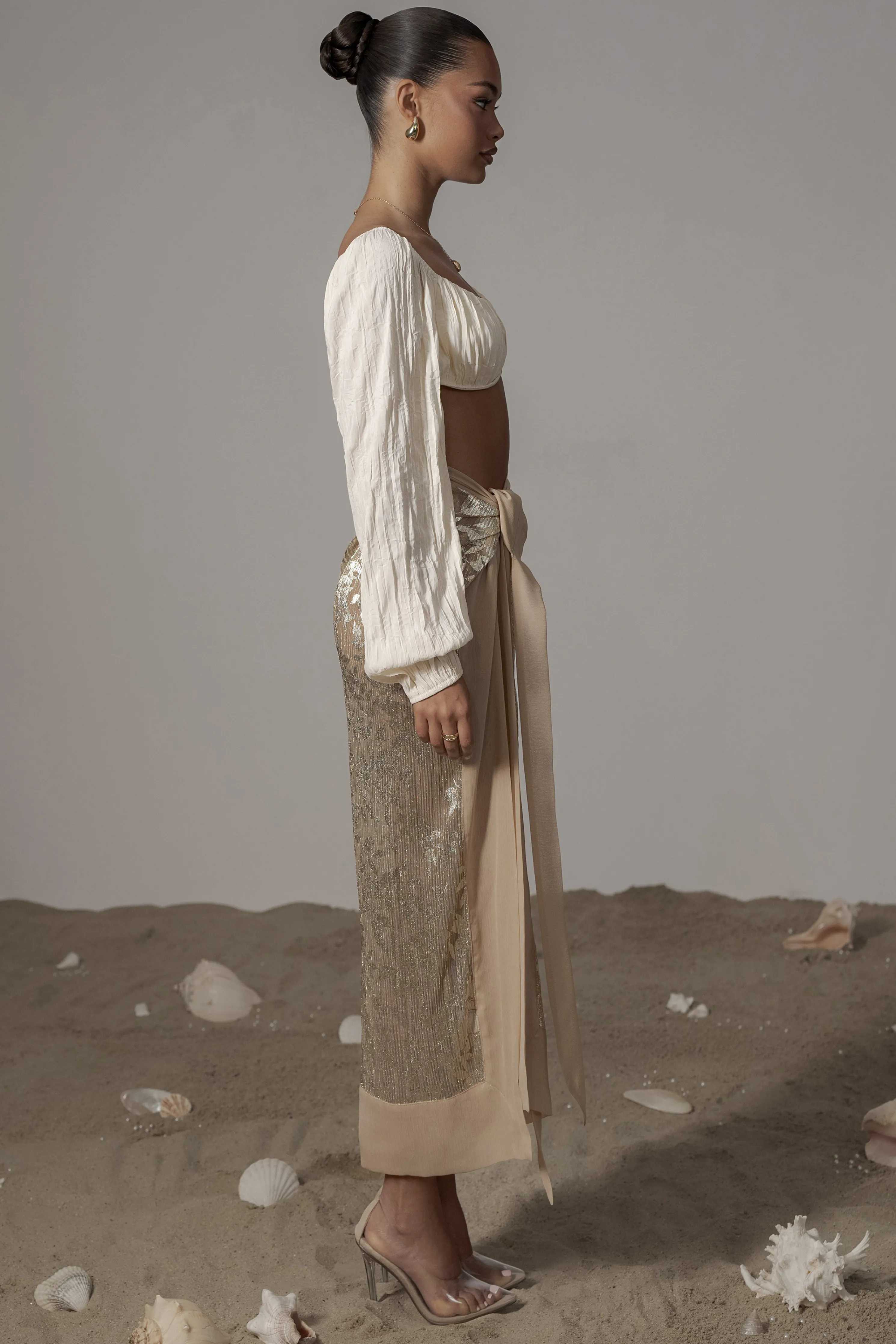 Gold Positano Printed Sarong Skirt