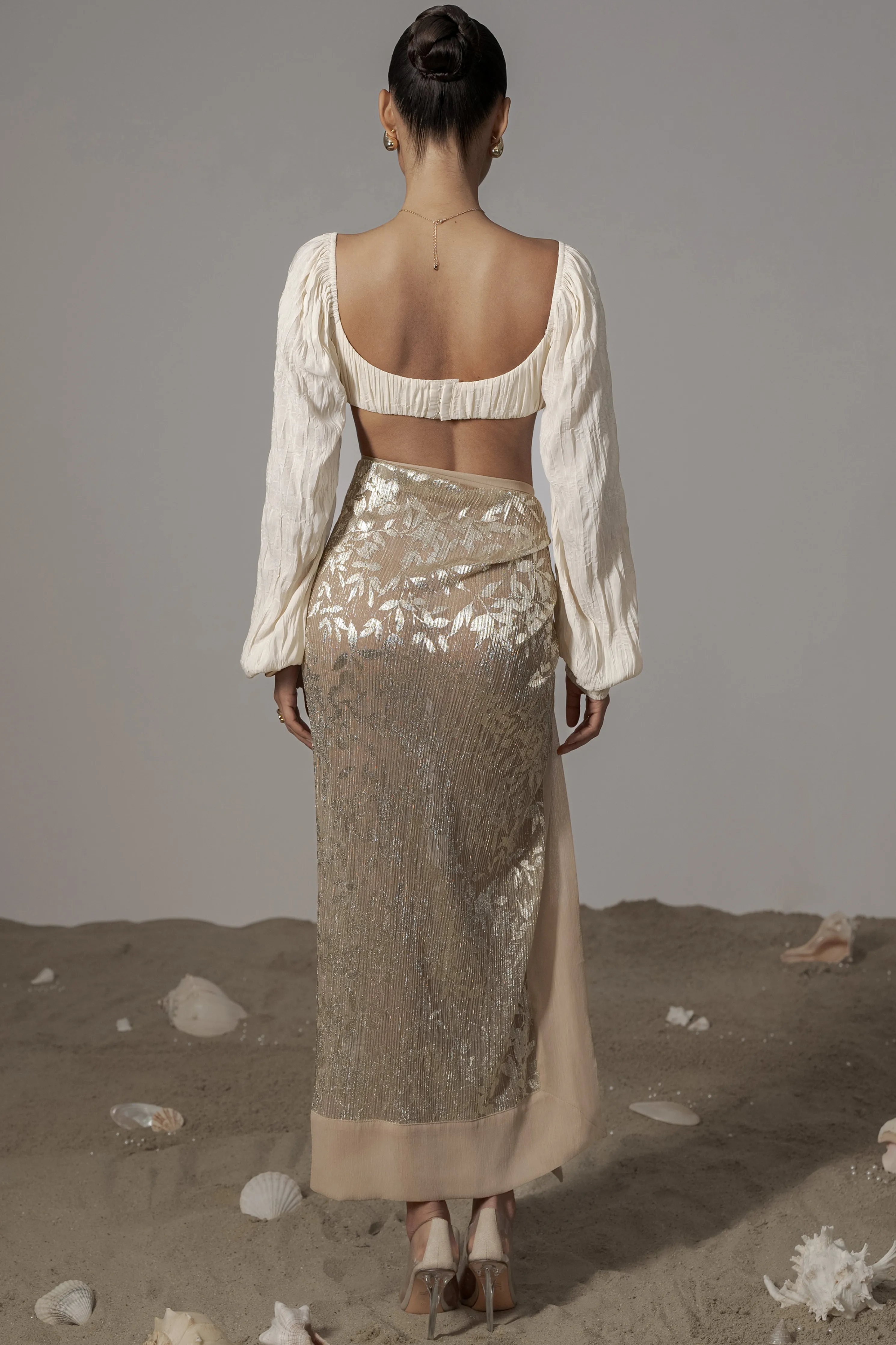 Gold Positano Printed Sarong Skirt