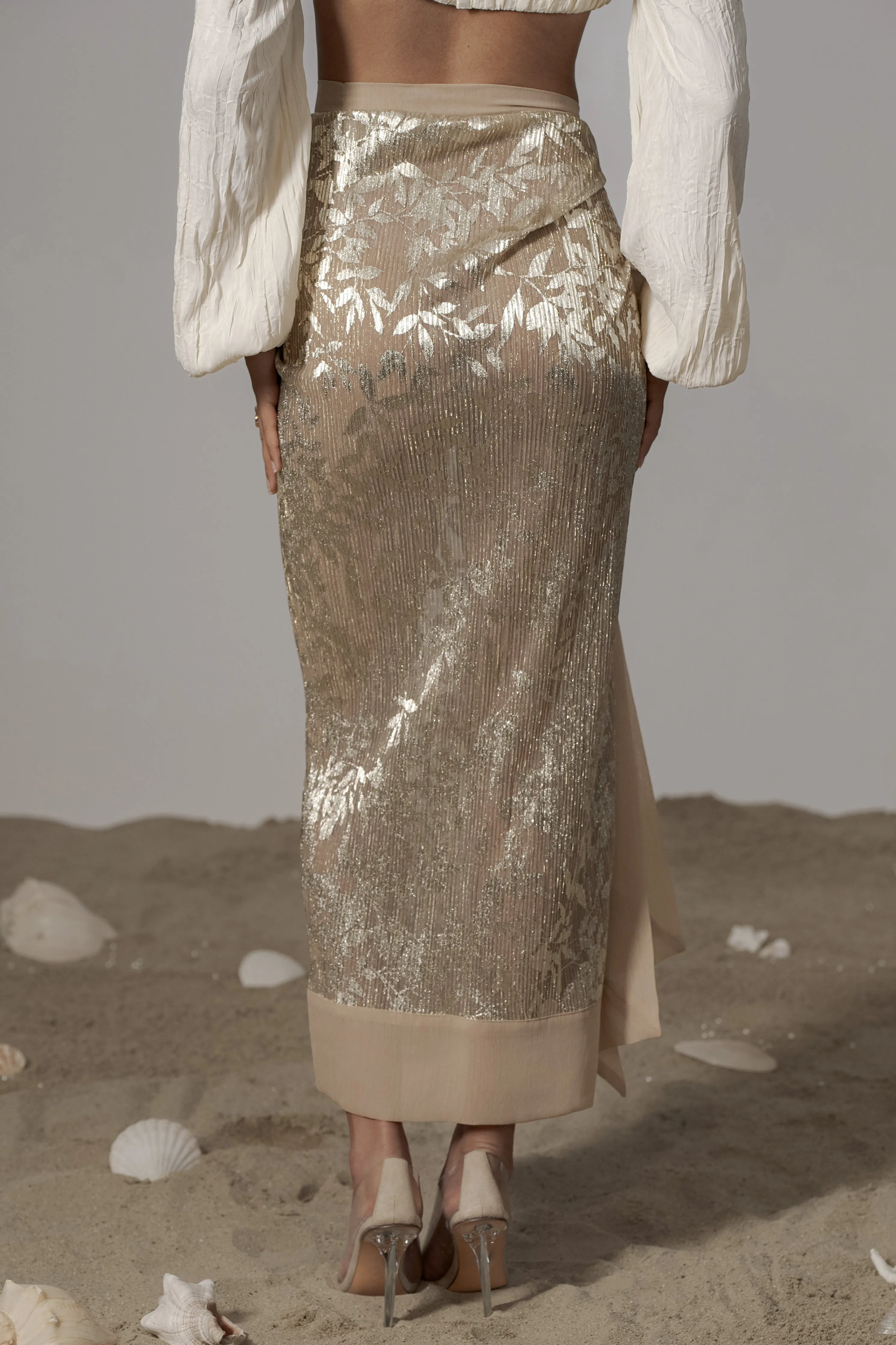 Gold Positano Printed Sarong Skirt