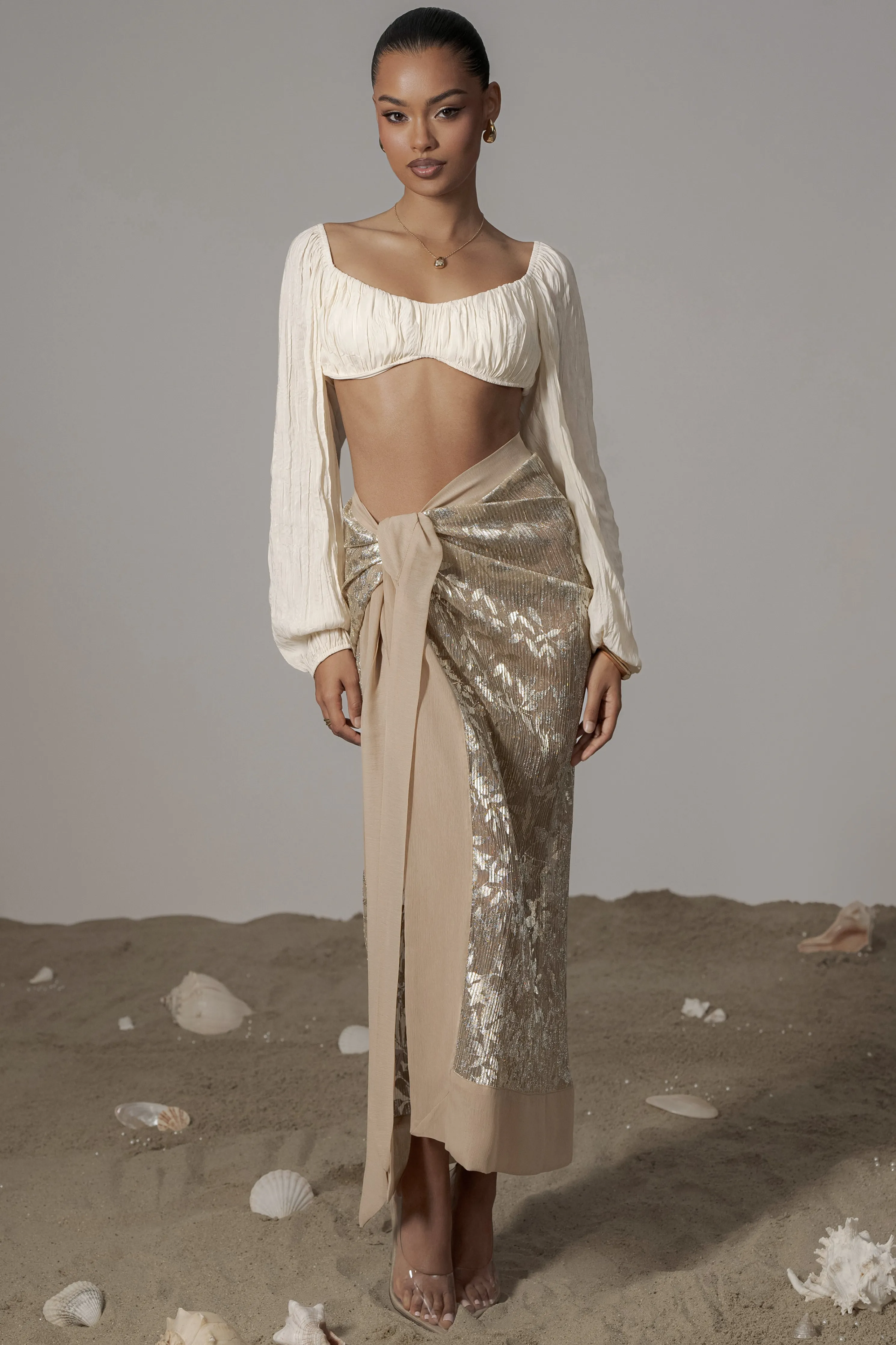 Gold Positano Printed Sarong Skirt