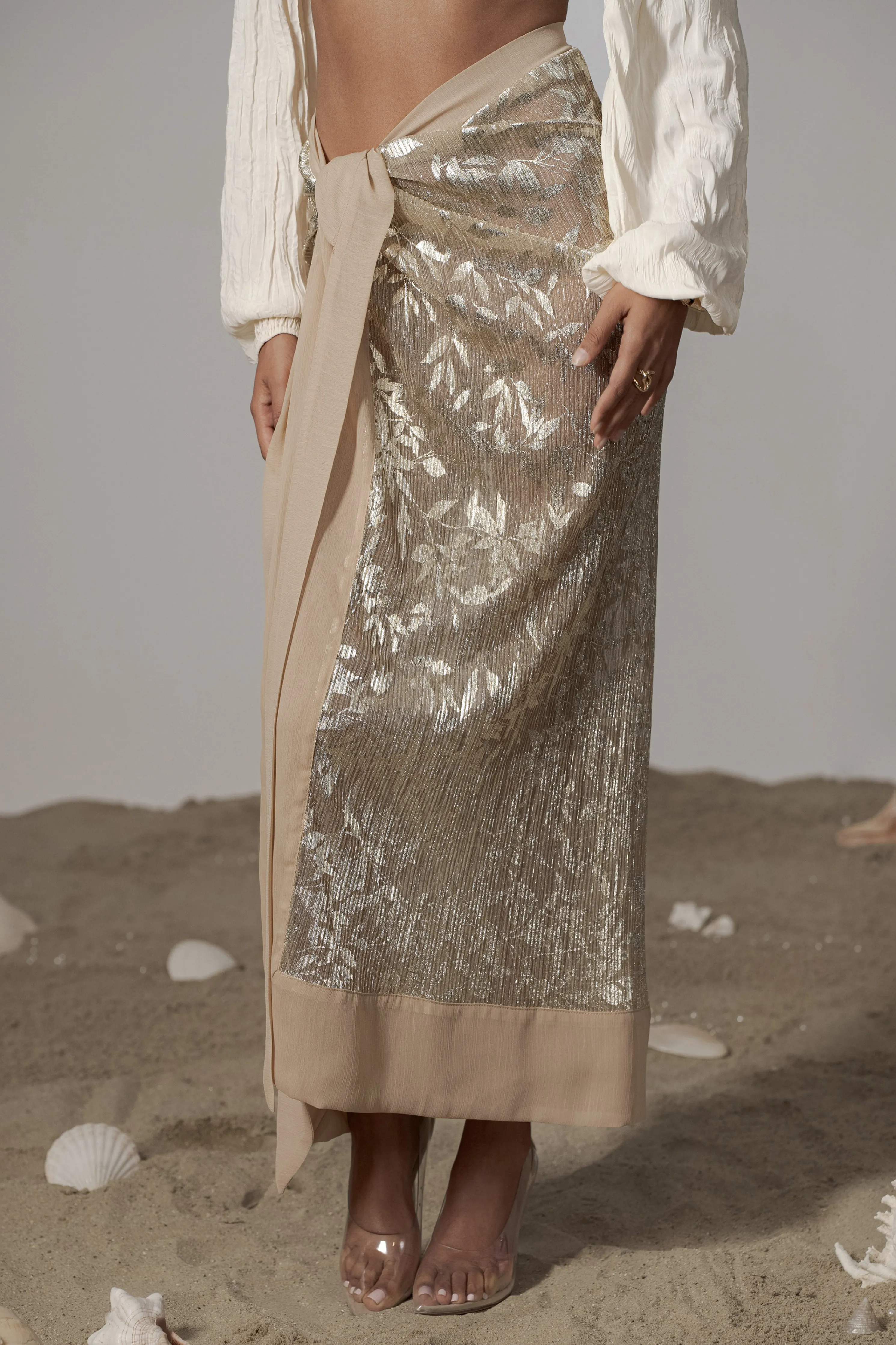 Gold Positano Printed Sarong Skirt