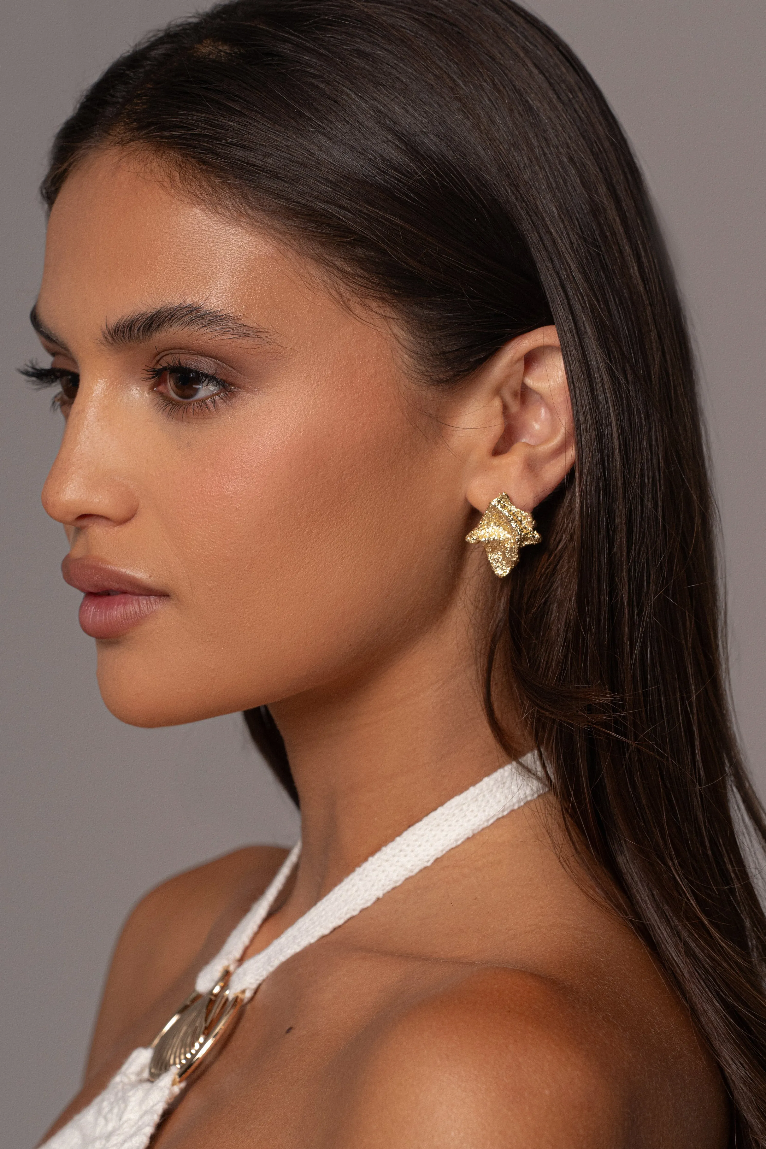Gold Roma Textured Earrings