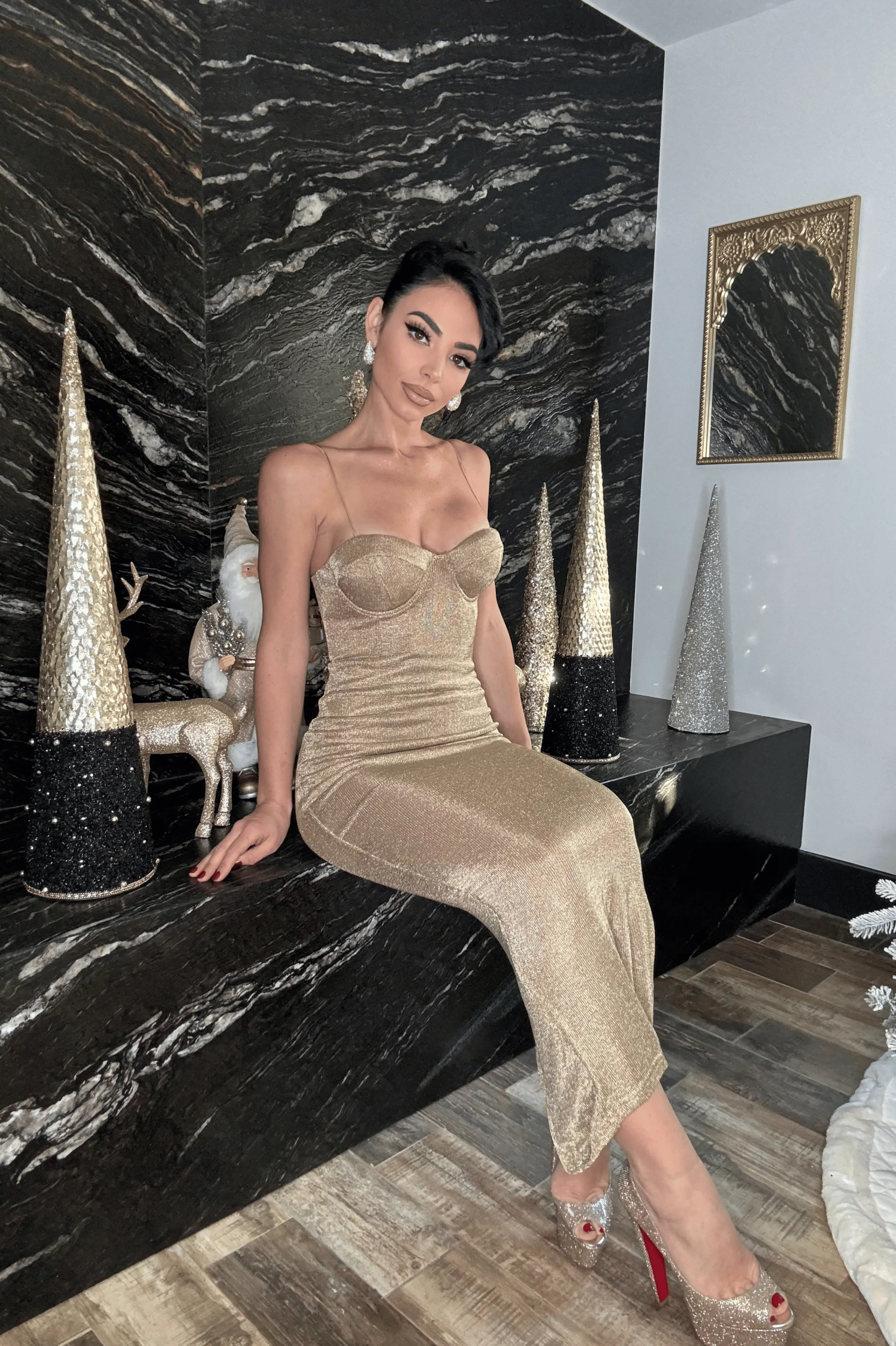 Gold Twilight Elegance Maxi Dress