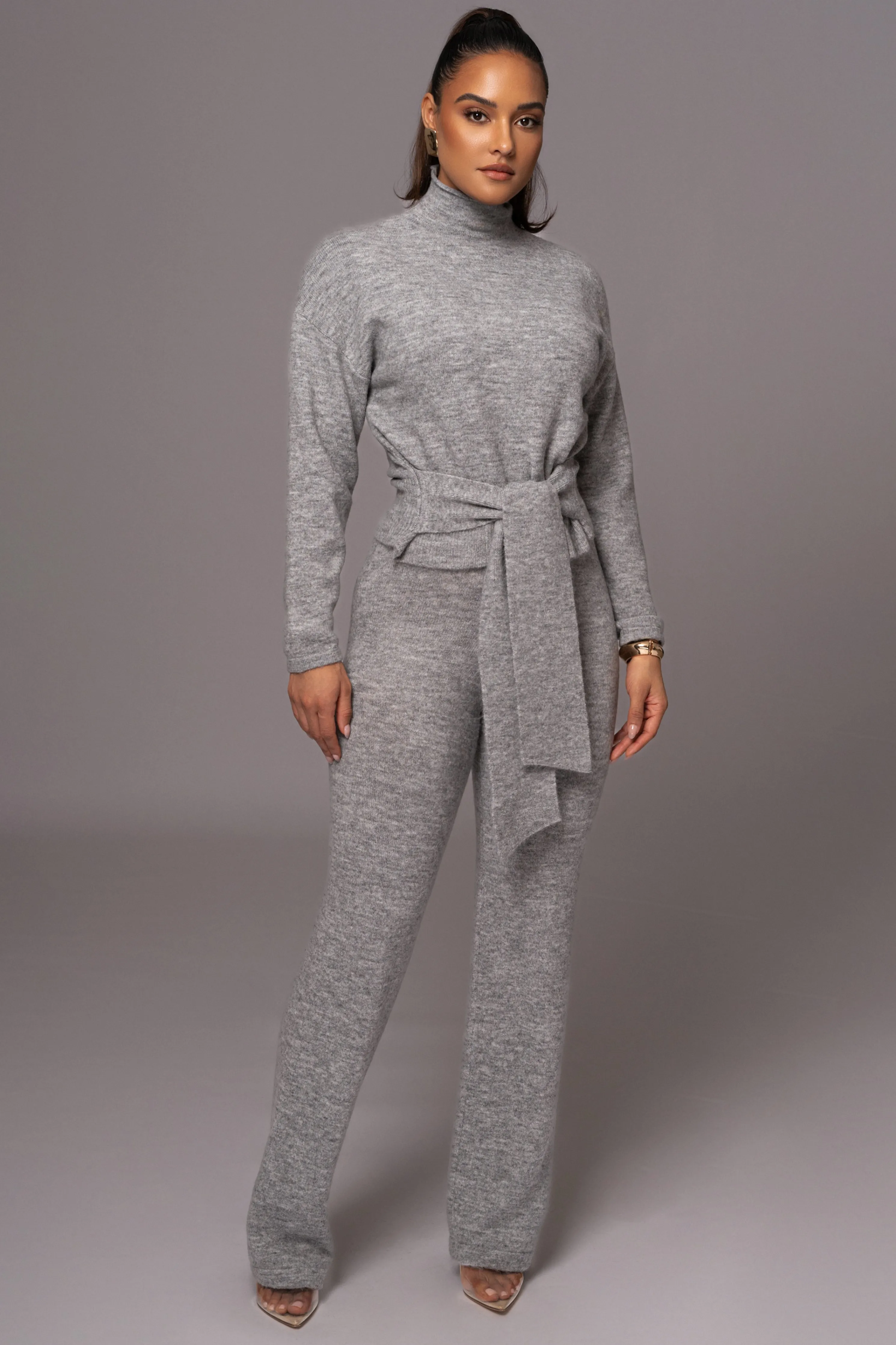 Grey Ivy Sweater Knit Pant Set