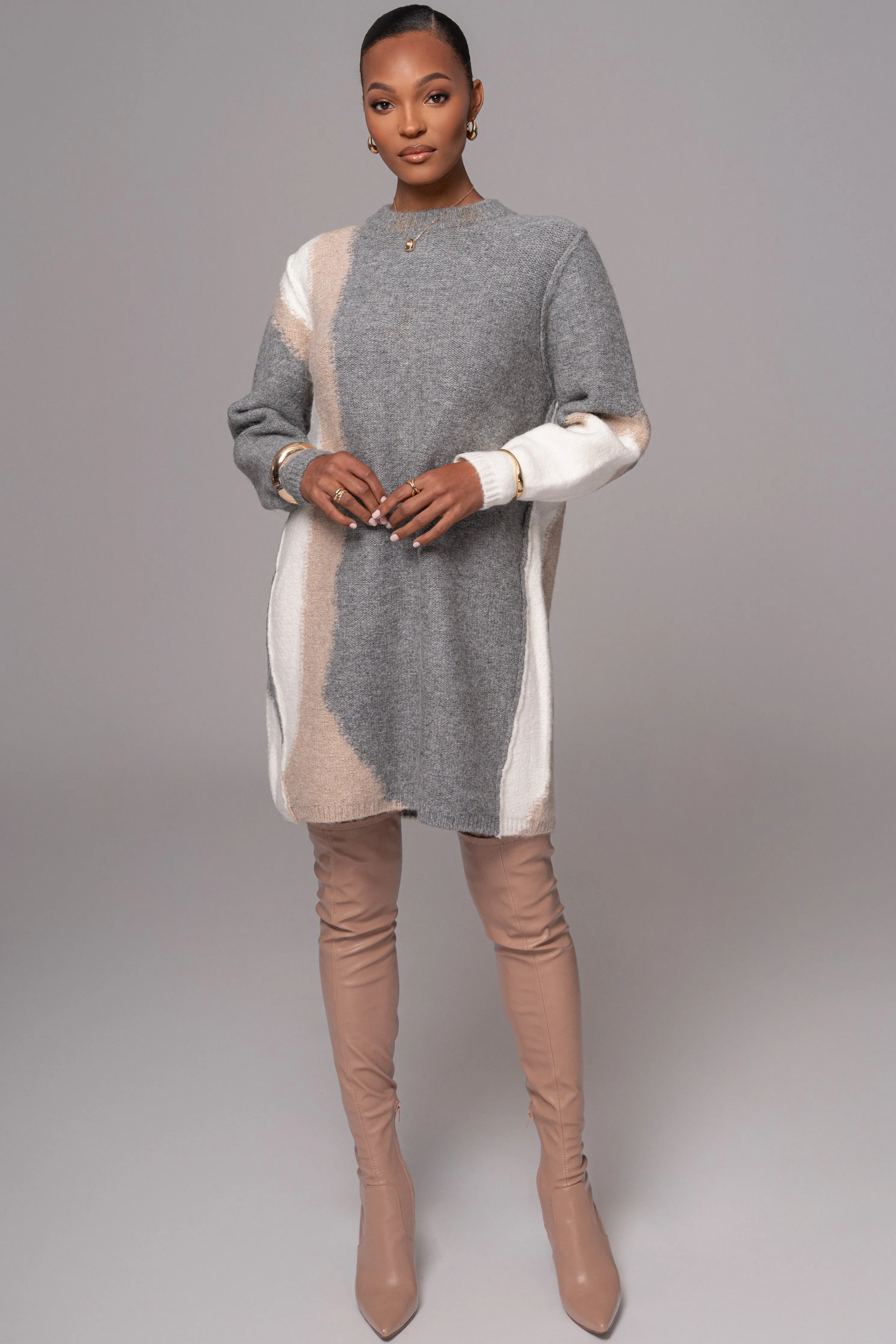 Grey Tash Sweater Knit Dress