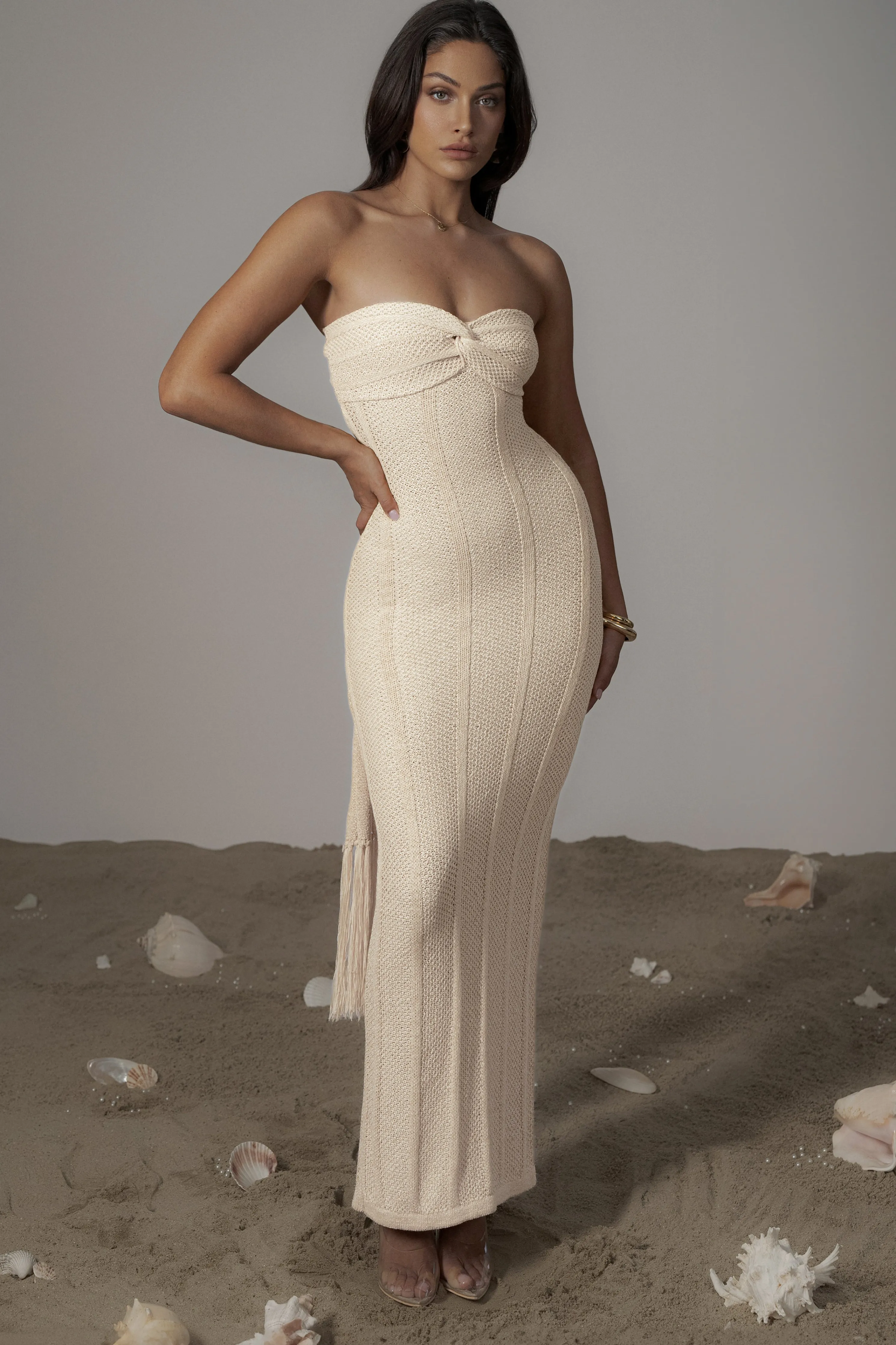Ivory Blanca Strapless Maxi Dress