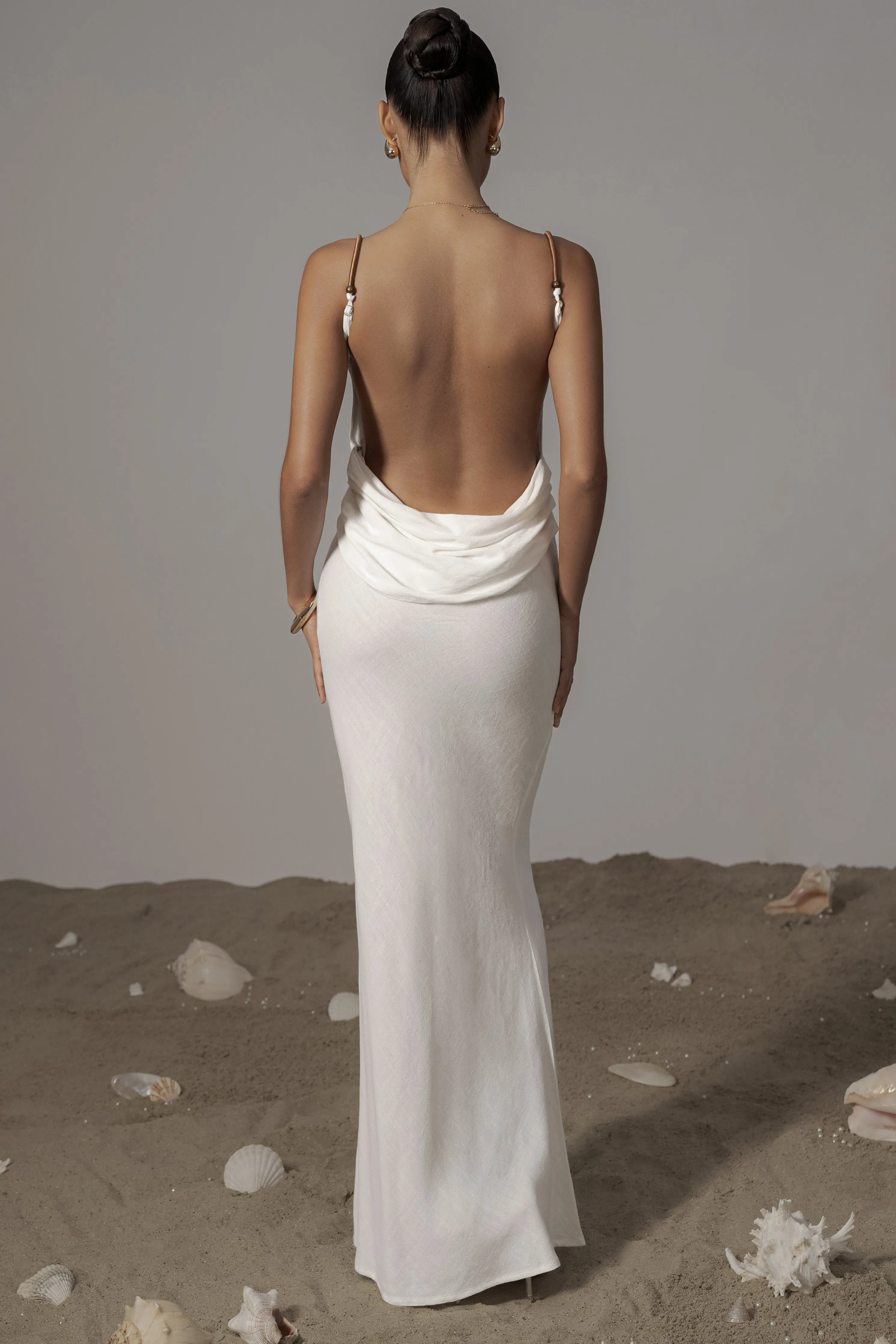 Ivory Getaway Linen Maxi Dress