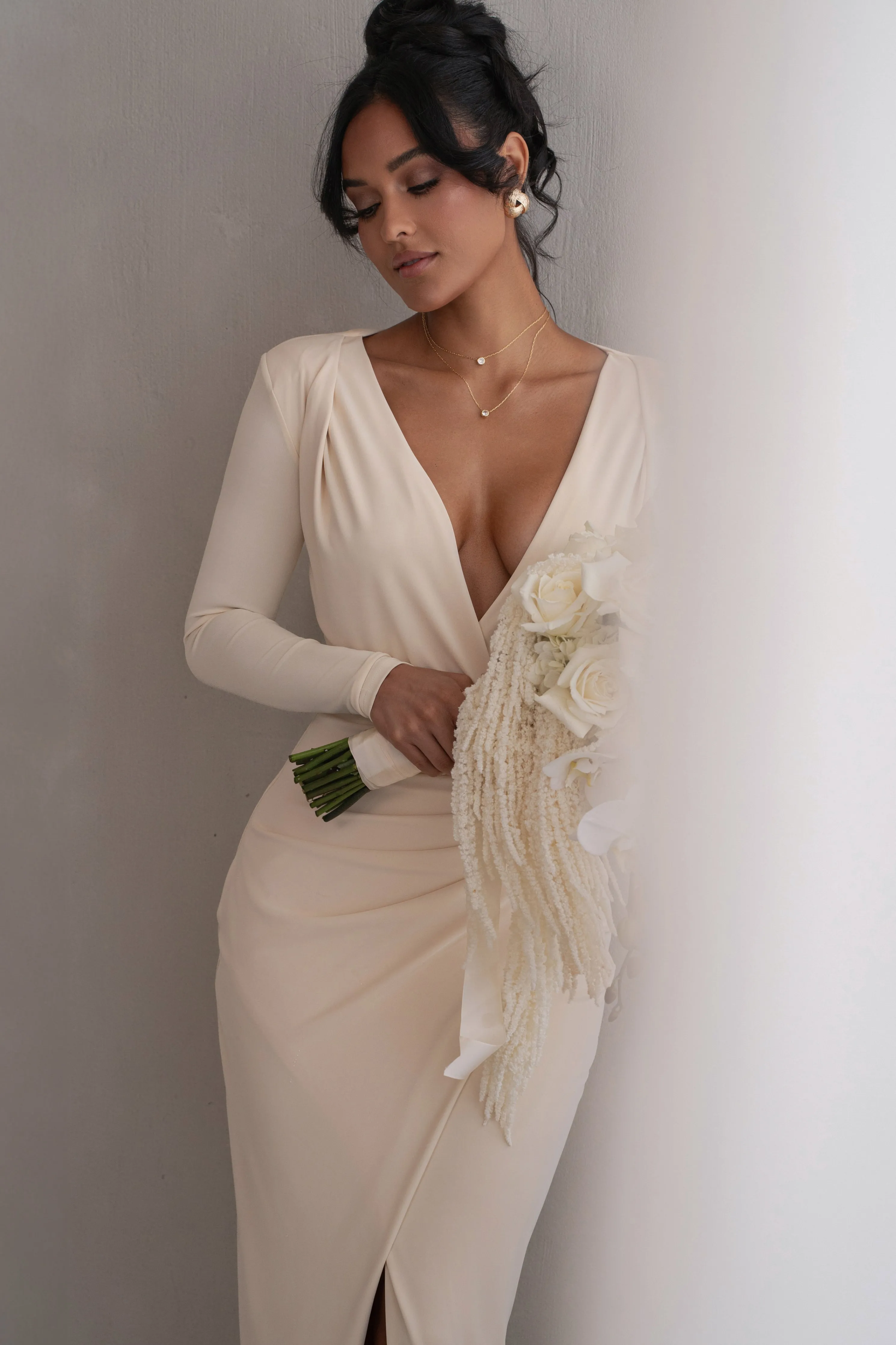 Ivory Jamie Plunge Maxi Dress