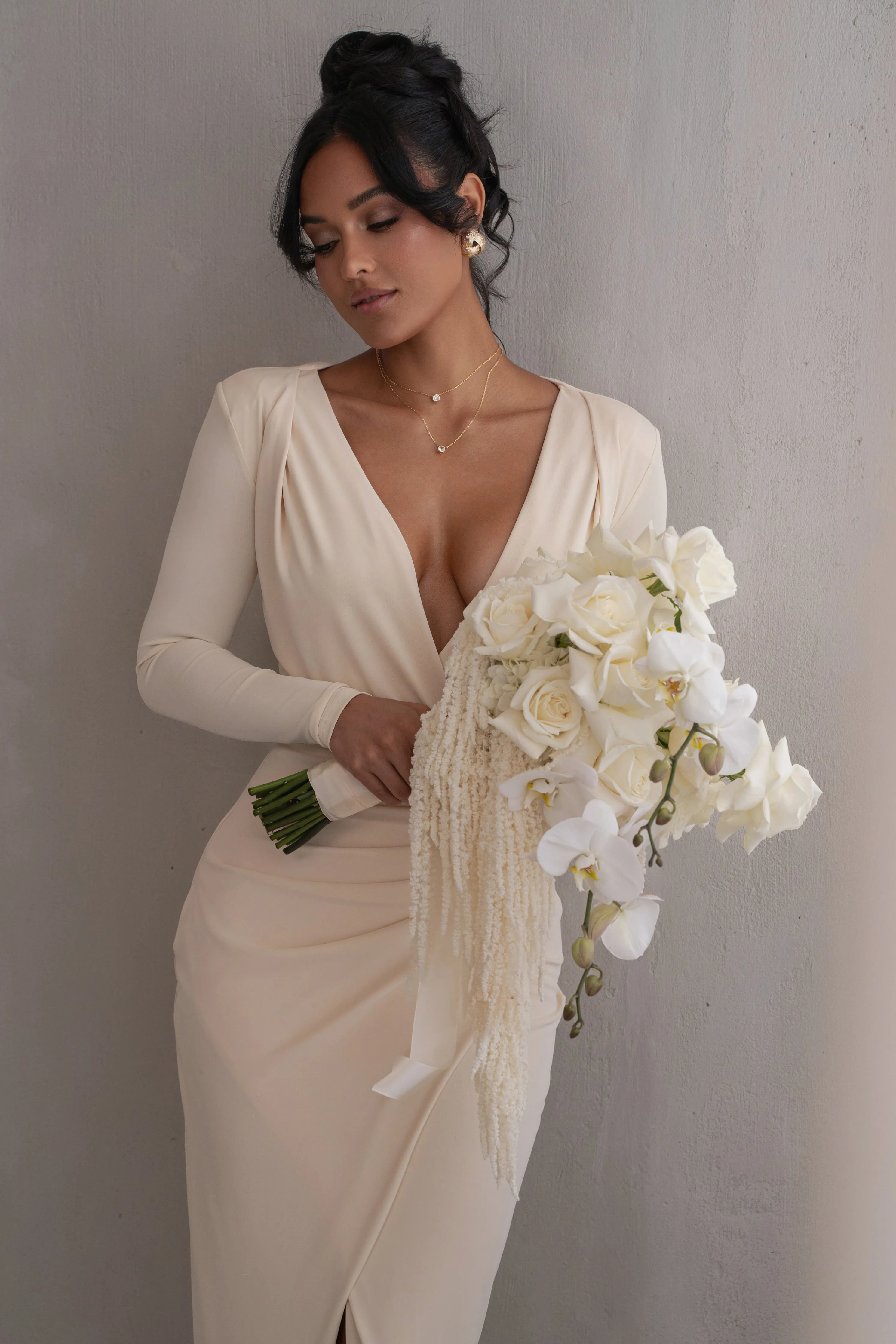 Ivory Jamie Plunge Maxi Dress