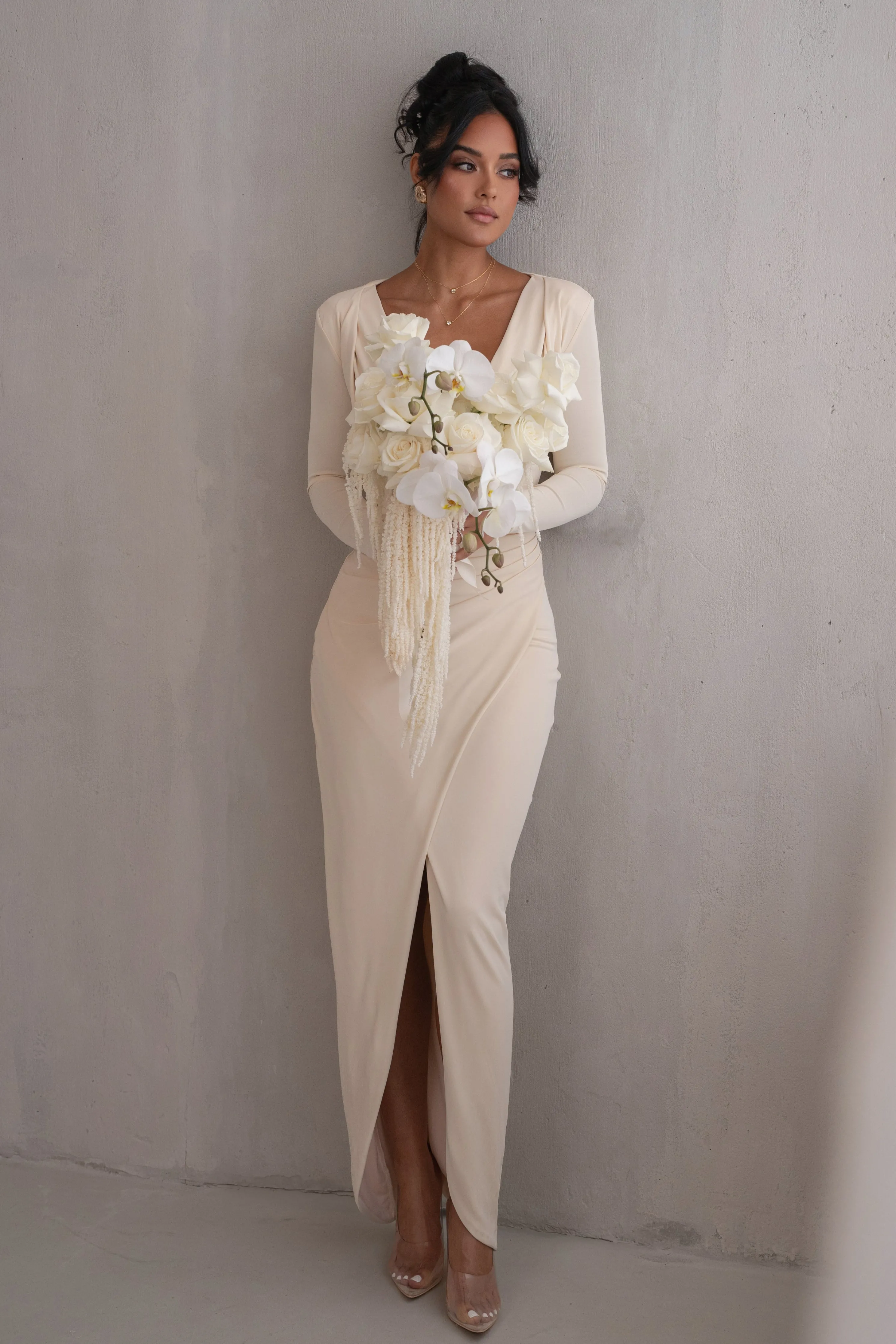 Ivory Jamie Plunge Maxi Dress