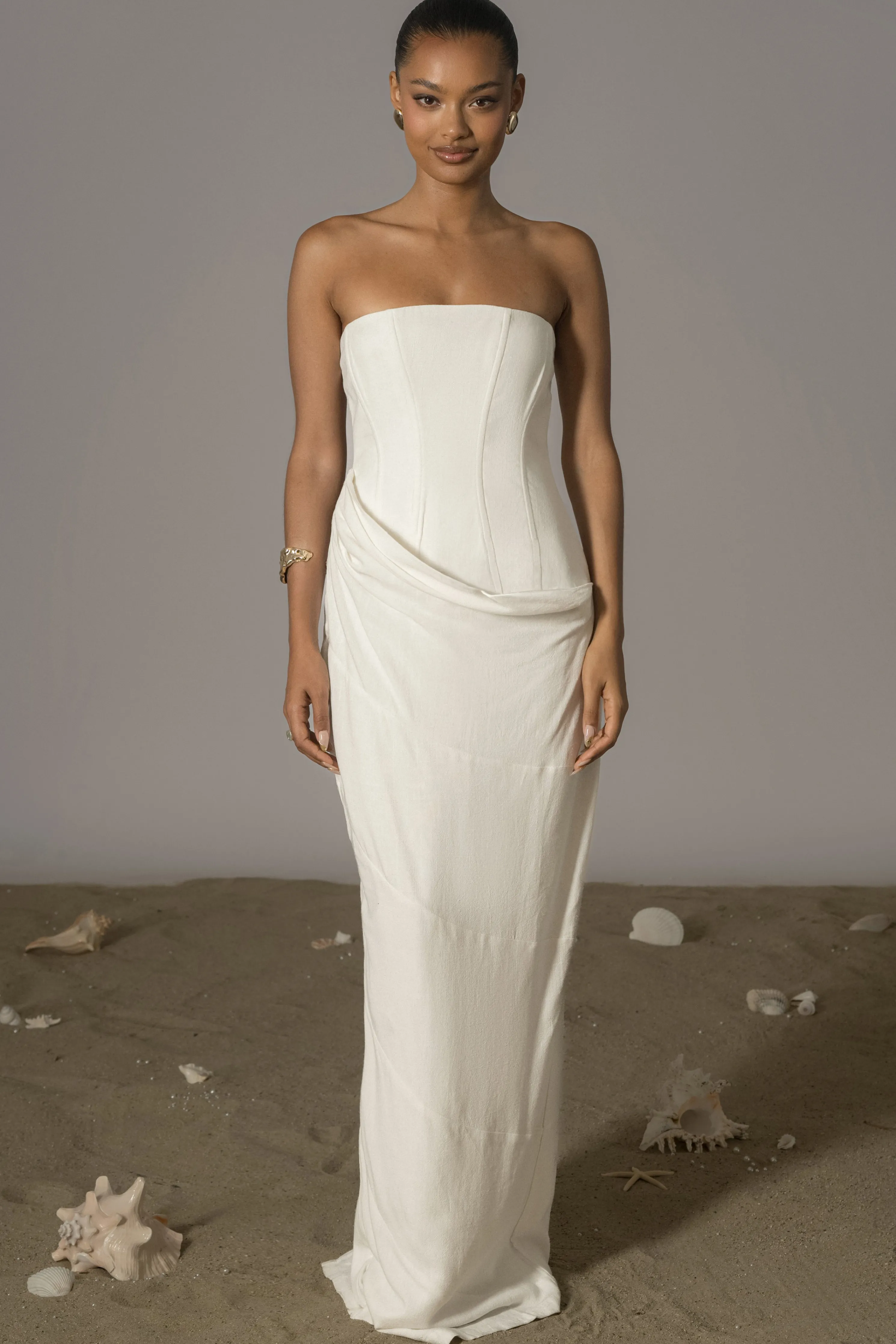 Ivory Journey Linen Maxi Dress