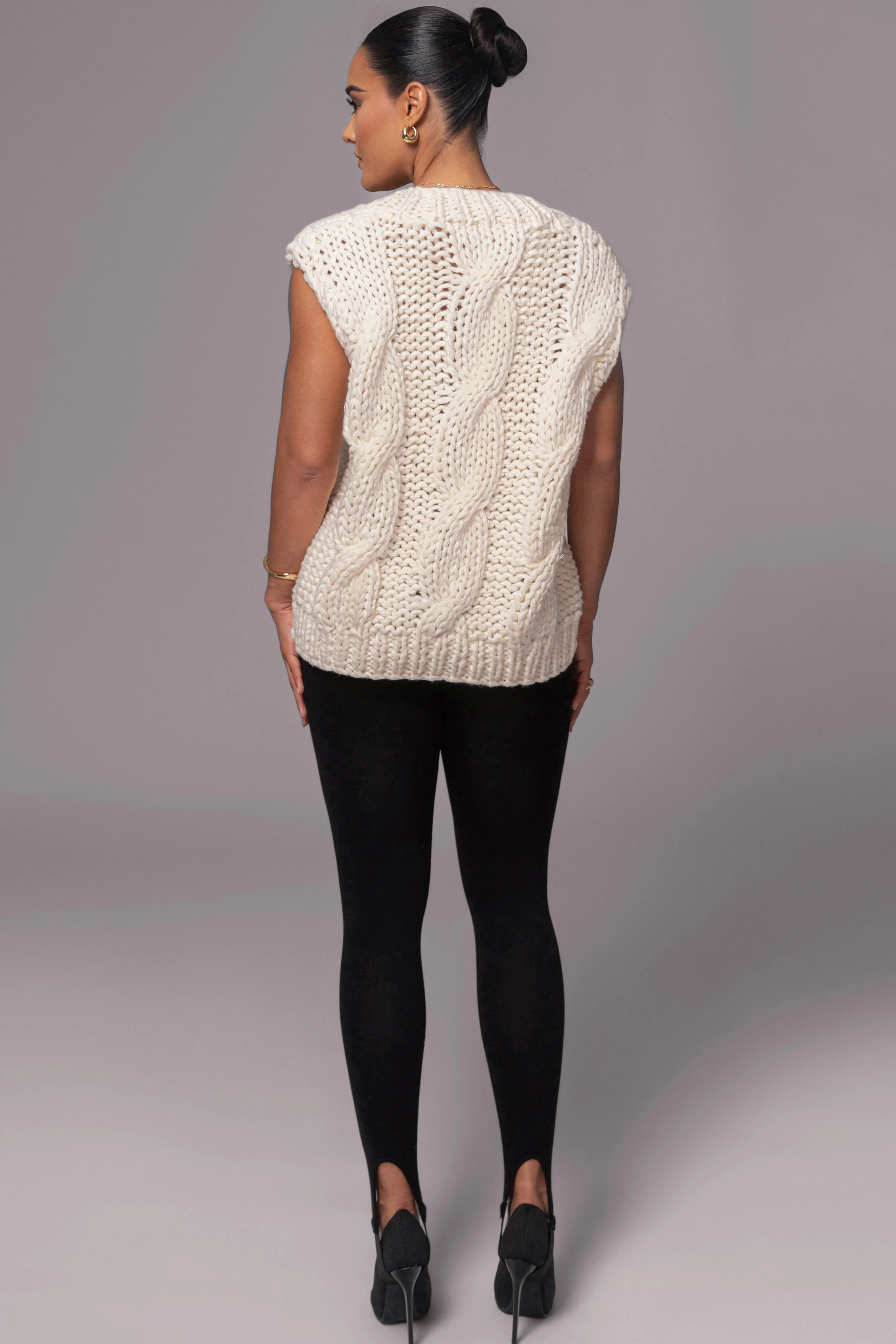 Ivory Mari Cable Knit Vest