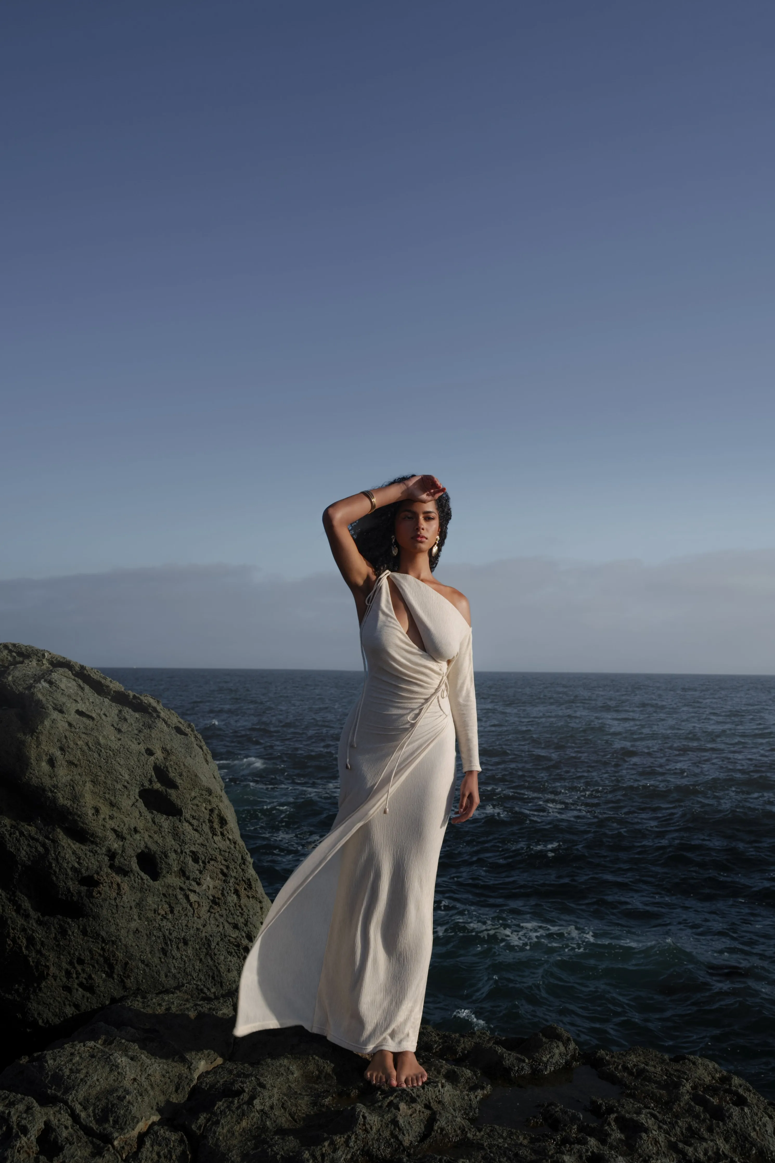 Ivory Odelia Crinkled Maxi Dress