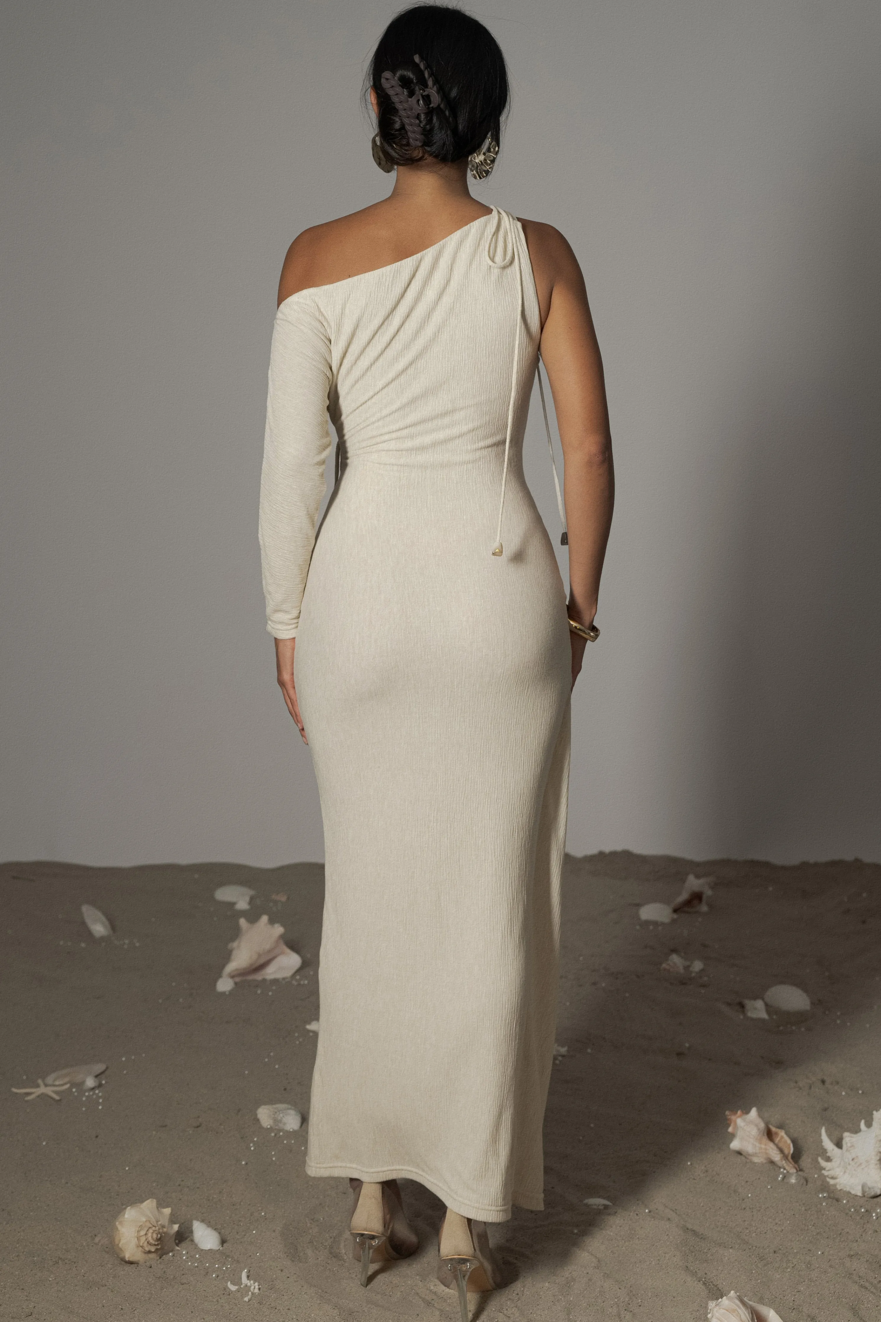 Ivory Odelia Crinkled Maxi Dress