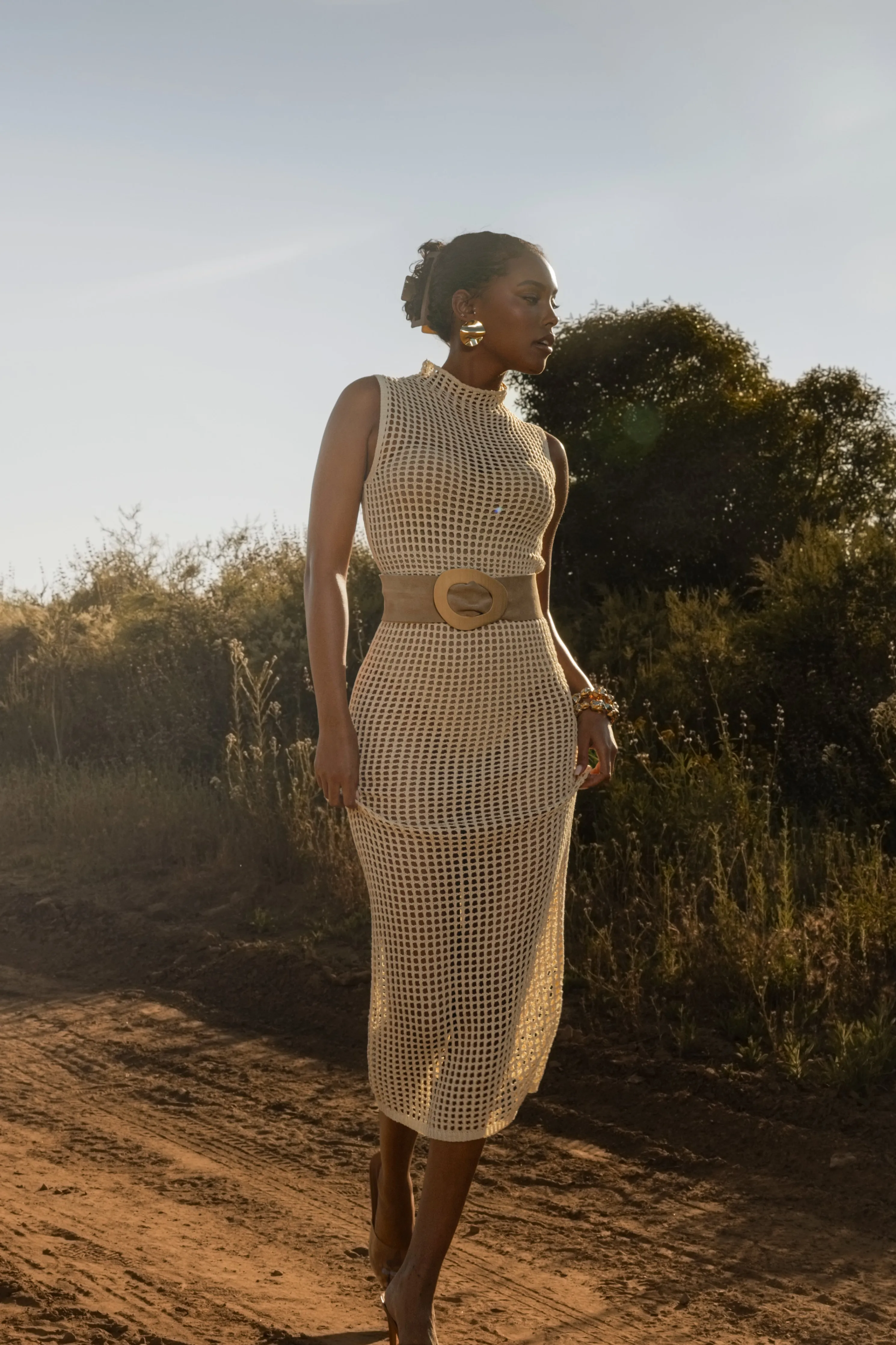 Ivory Pacific Tides Crochet Maxi Dress