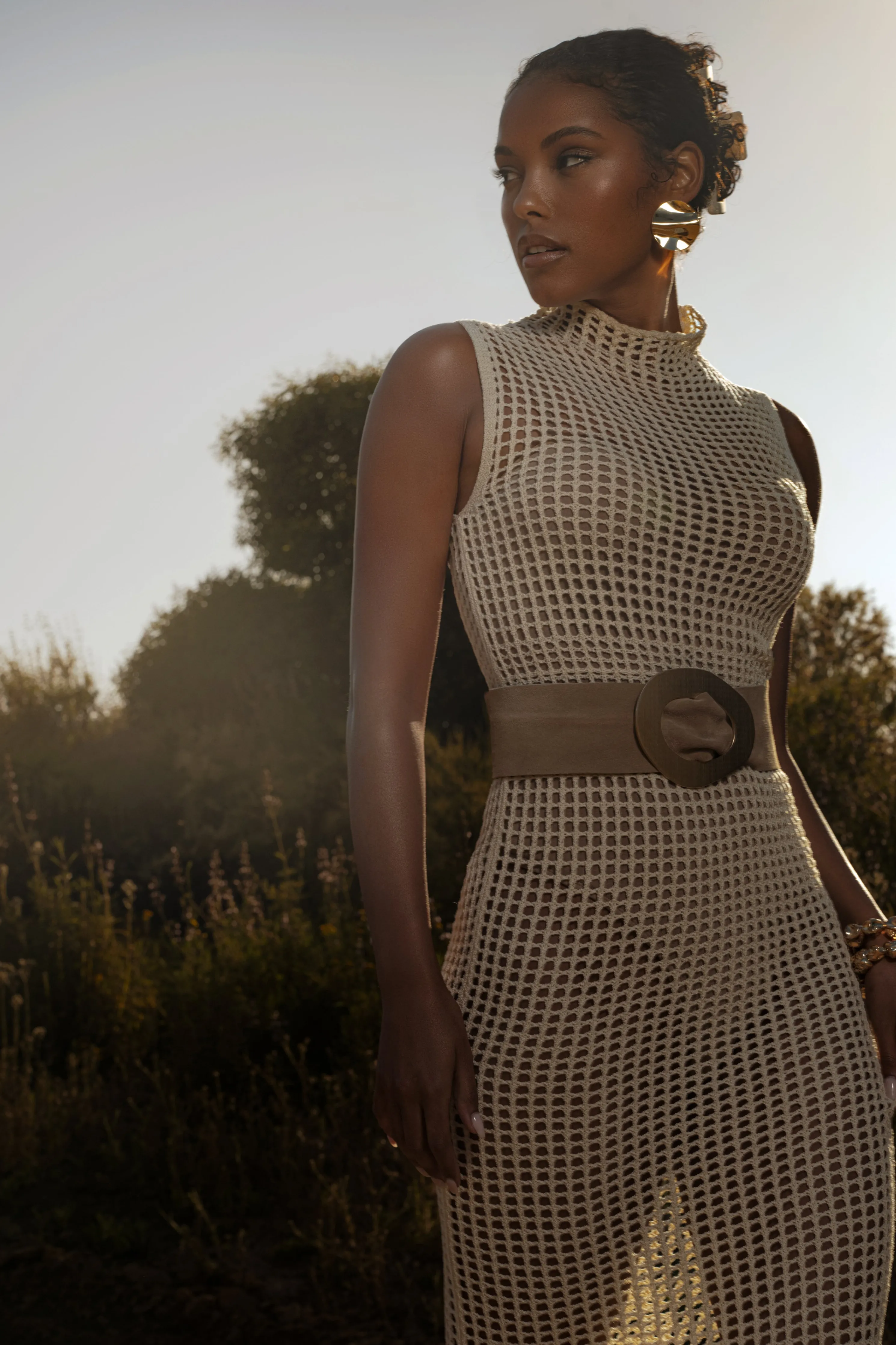 Ivory Pacific Tides Crochet Maxi Dress