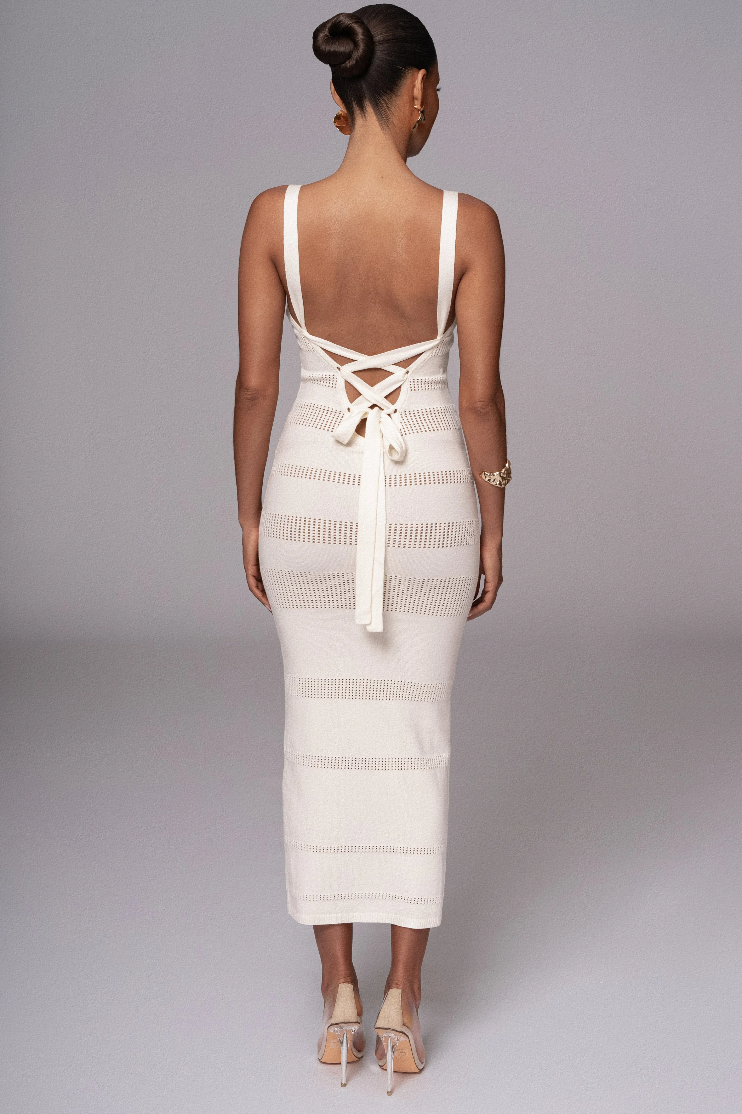 Ivory Sandy Shores Knit Midi Dress