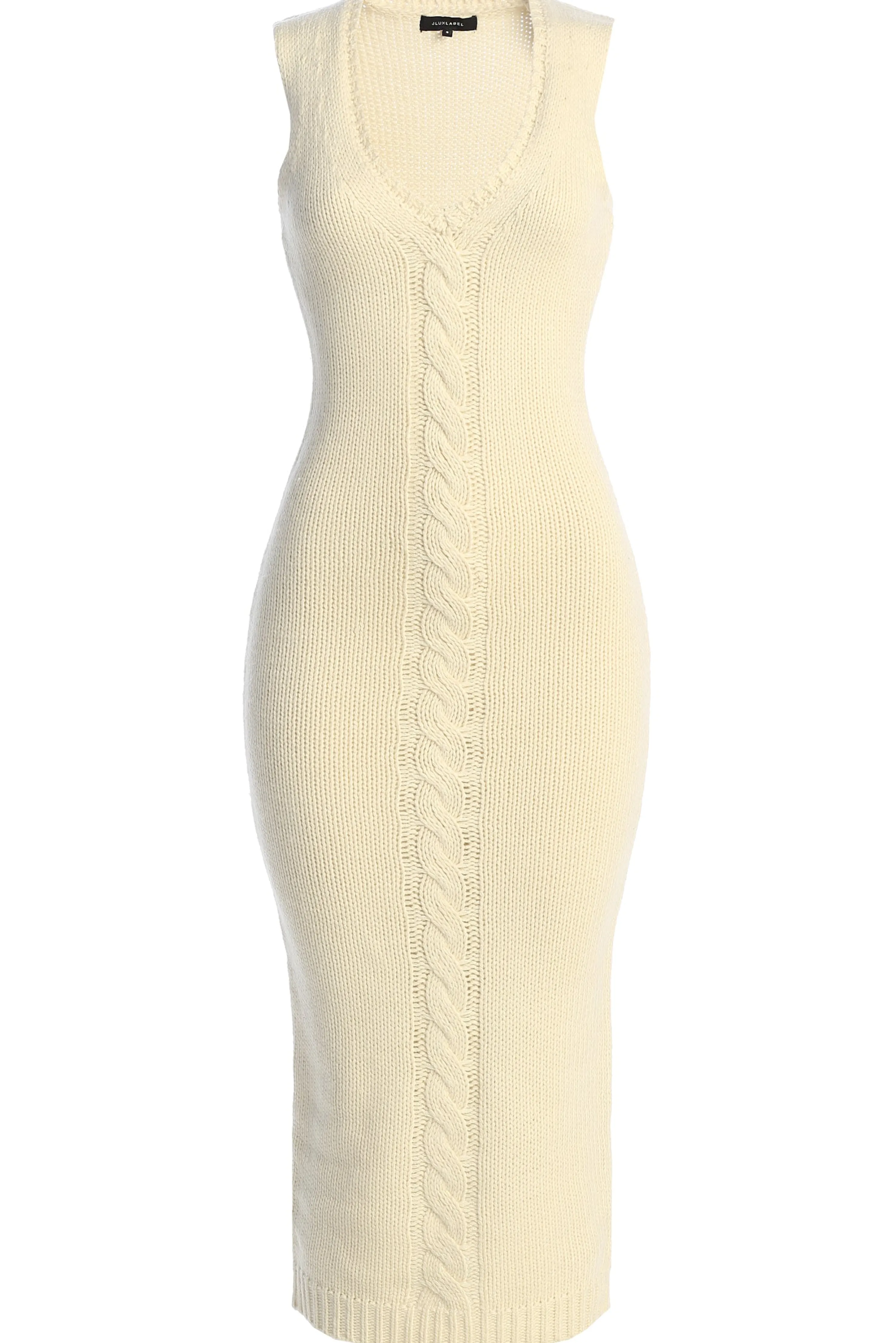 Ivory Sleeveless Cable Knit Dress
