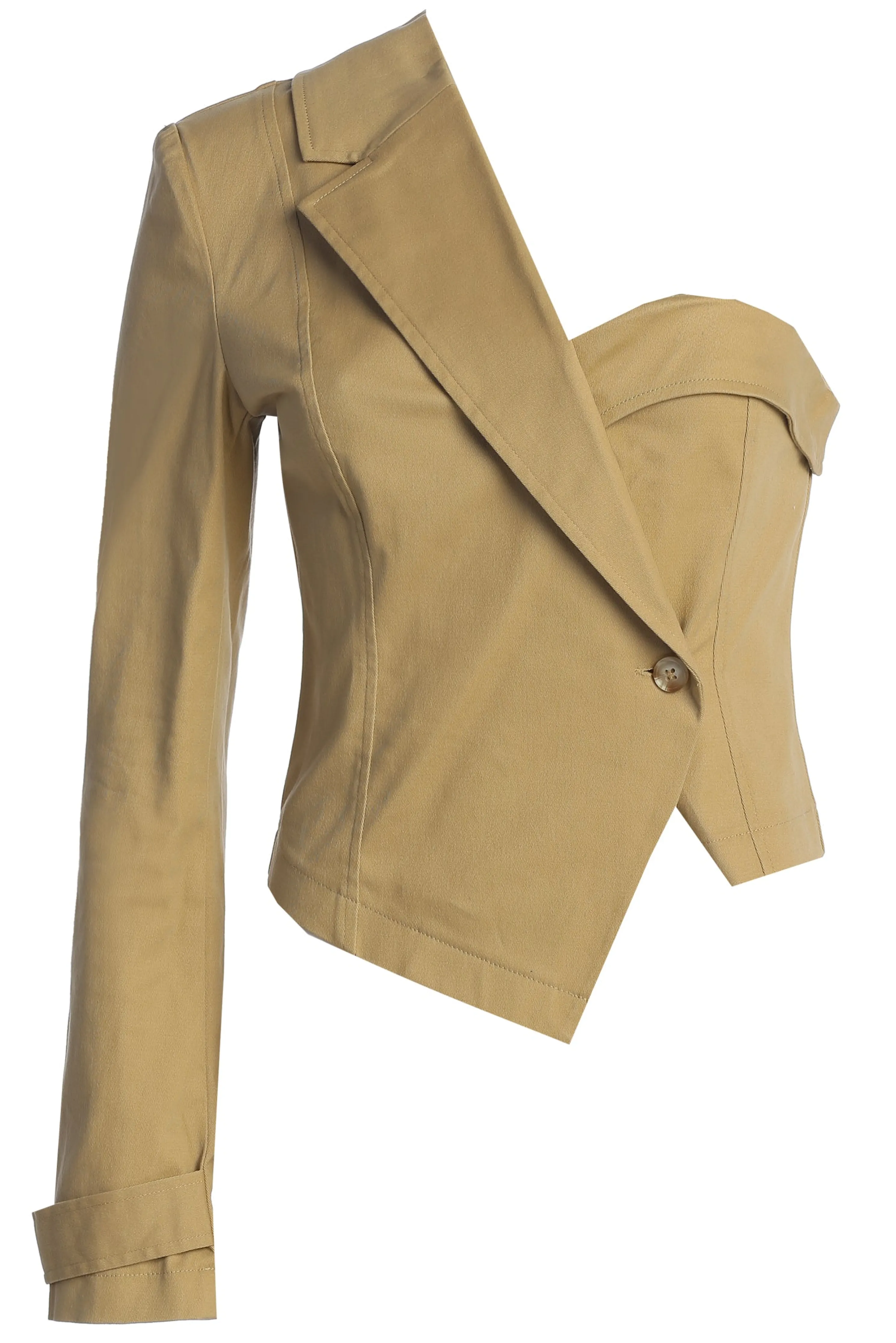 Khaki Amal One Shoulder Top