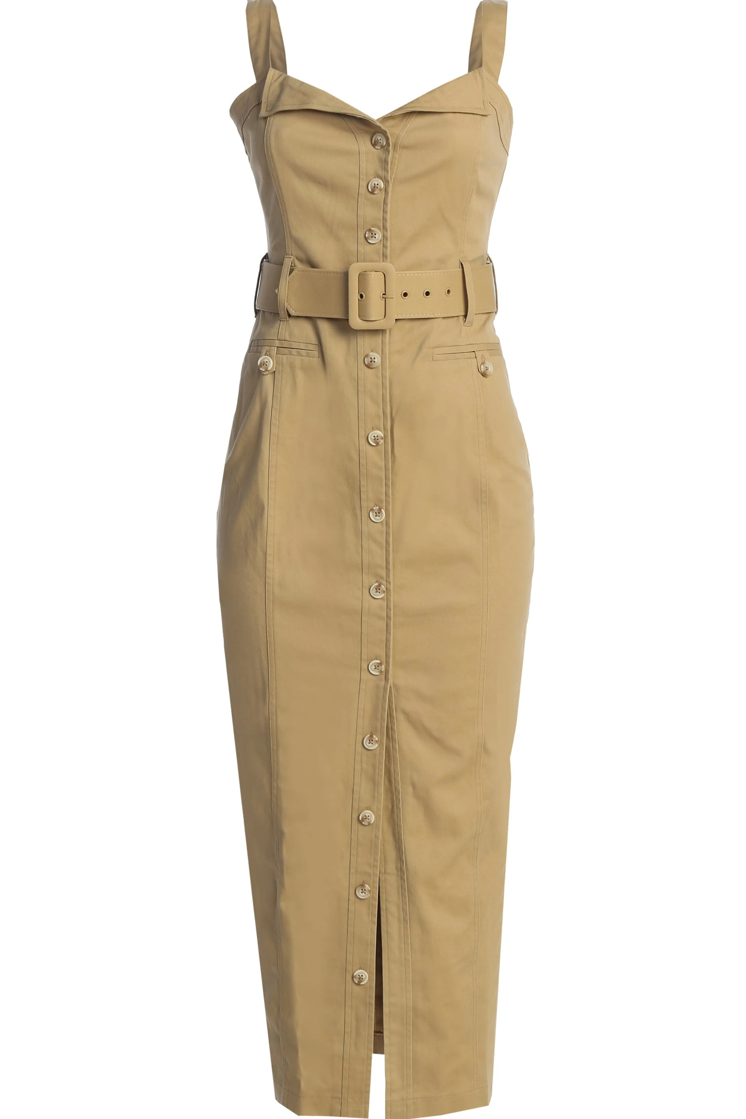 Khaki Forever Summer Belted Dress