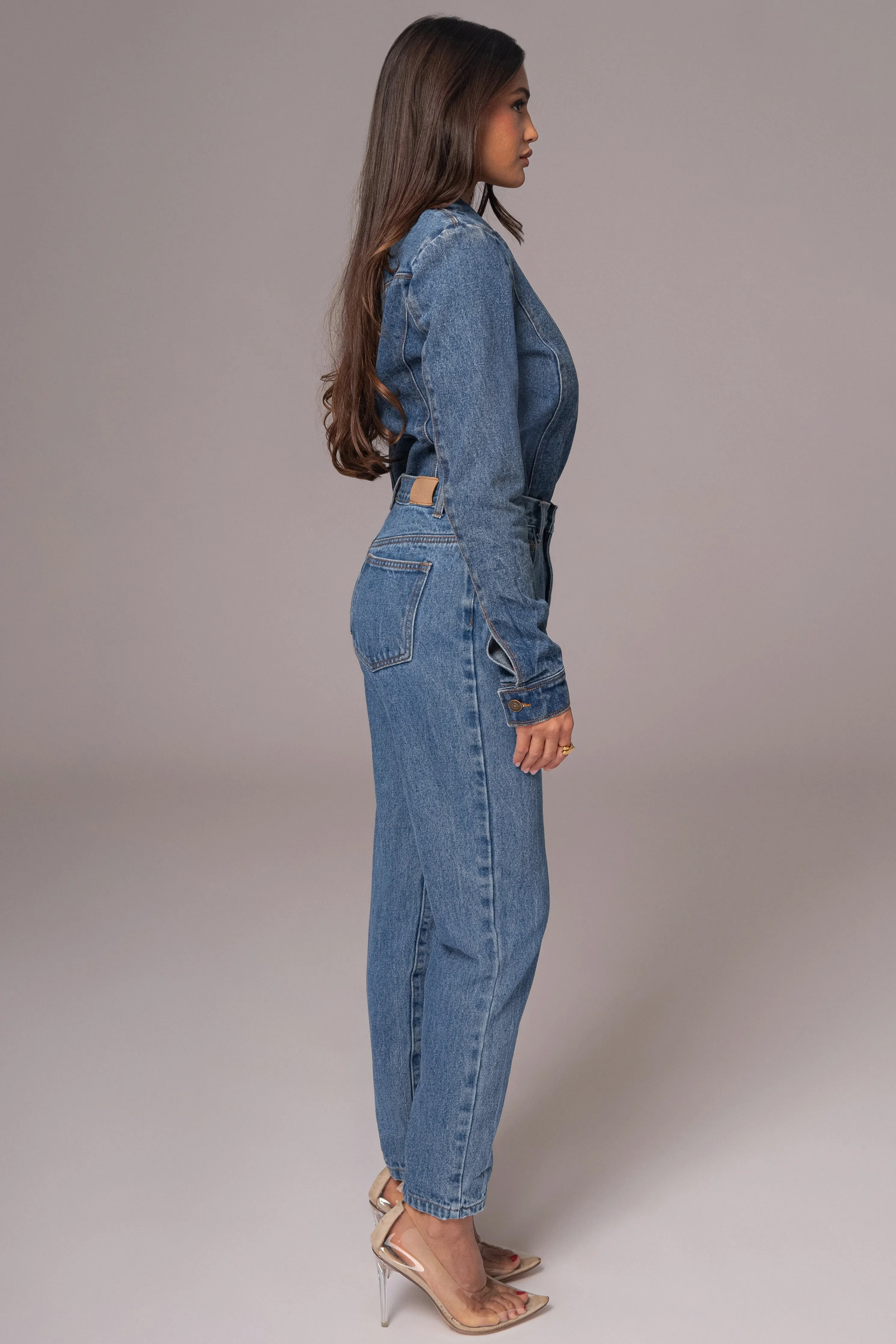 Medium Wash Dominica Structured Denim Bodysuit