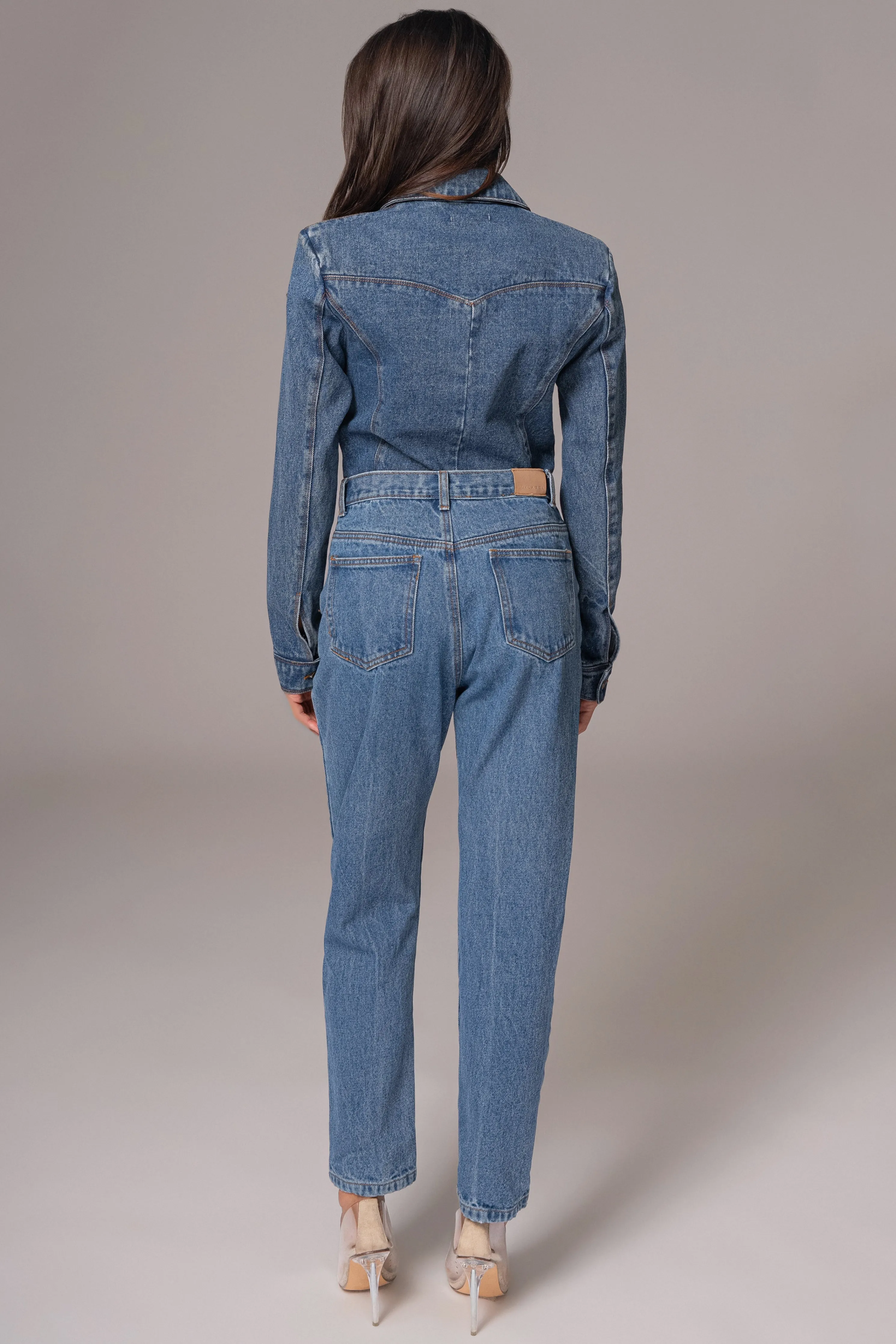 Medium Wash Dominica Structured Denim Bodysuit