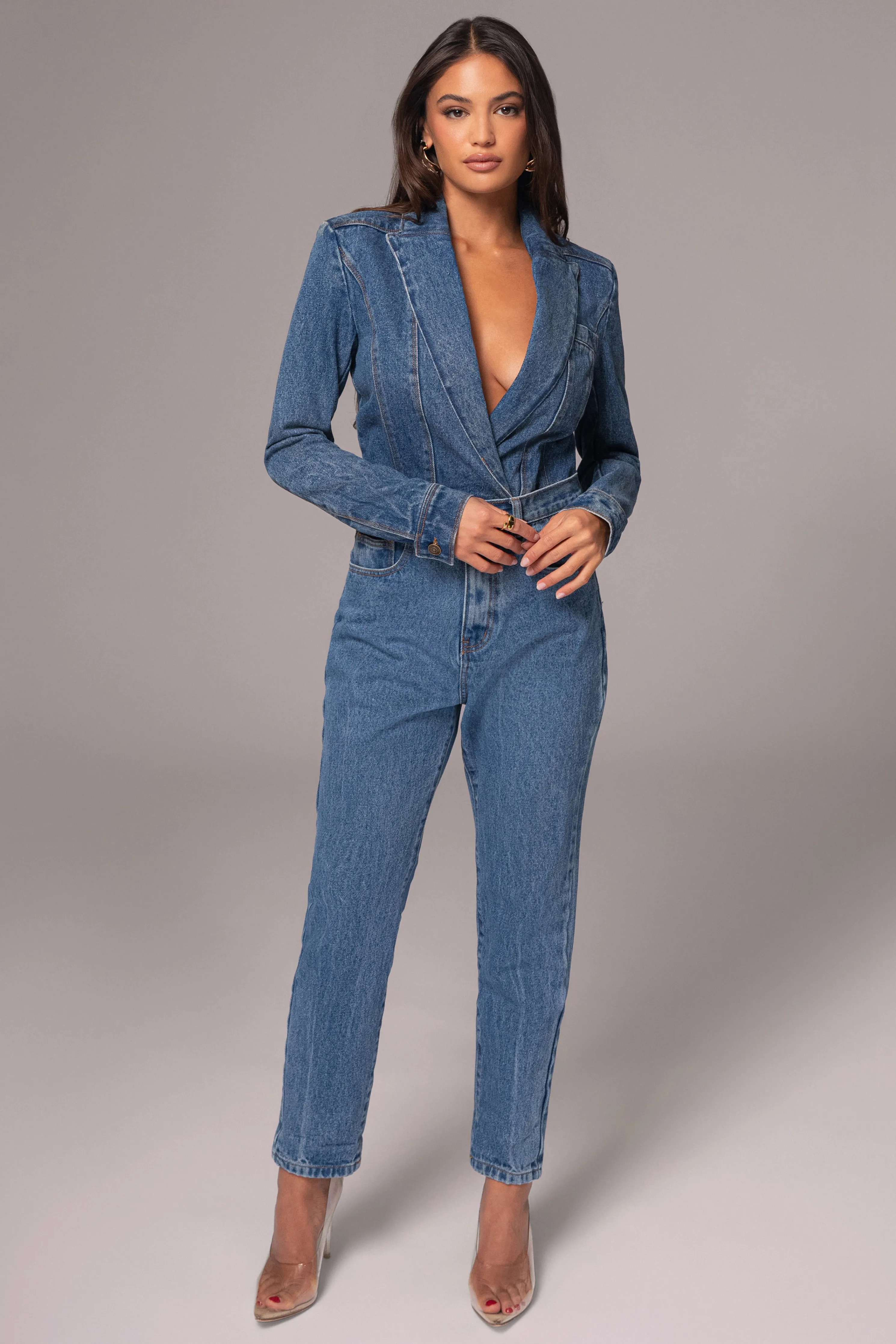 Medium Wash Dominica Structured Denim Bodysuit