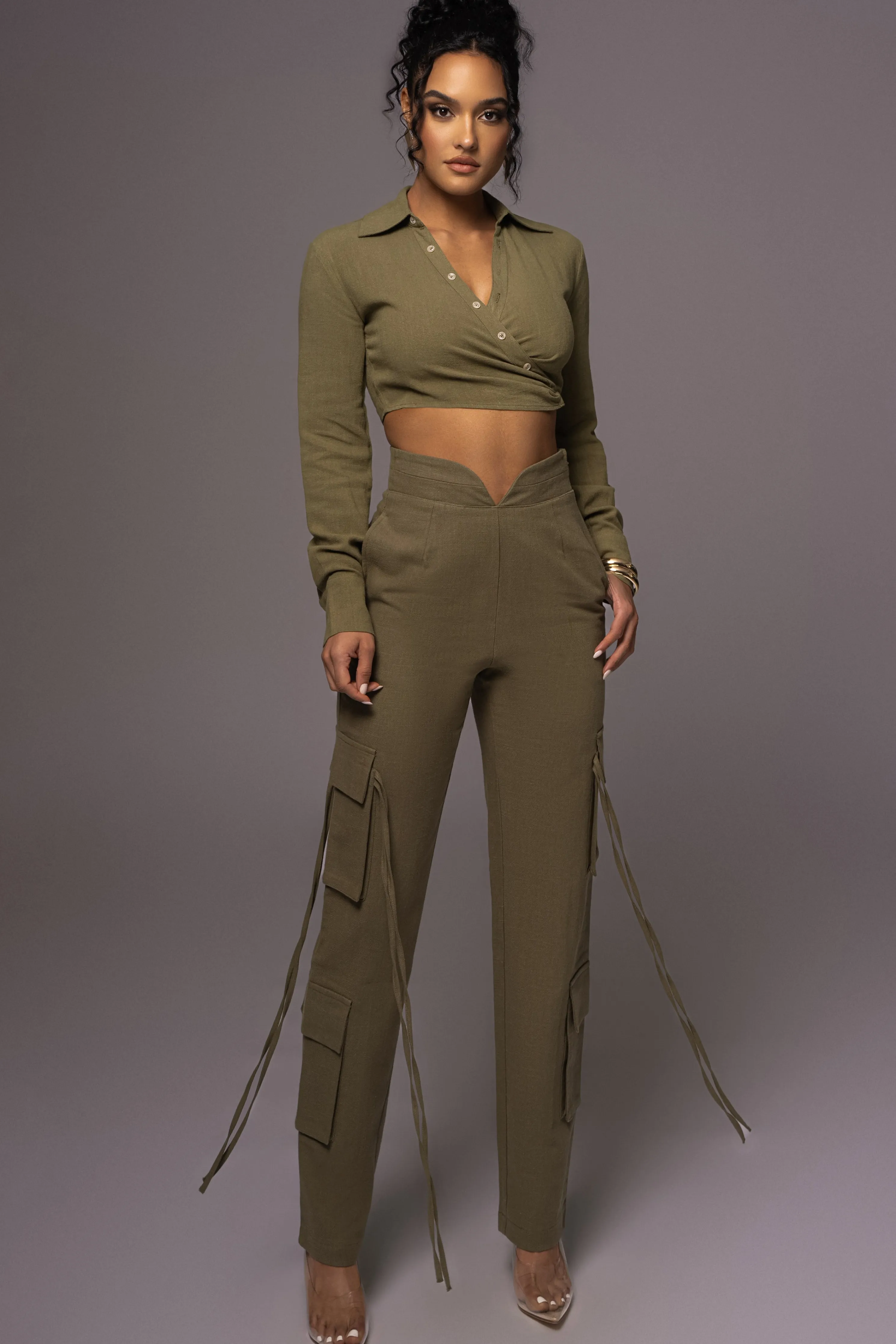 Olive Better Half Linen Utility Pants