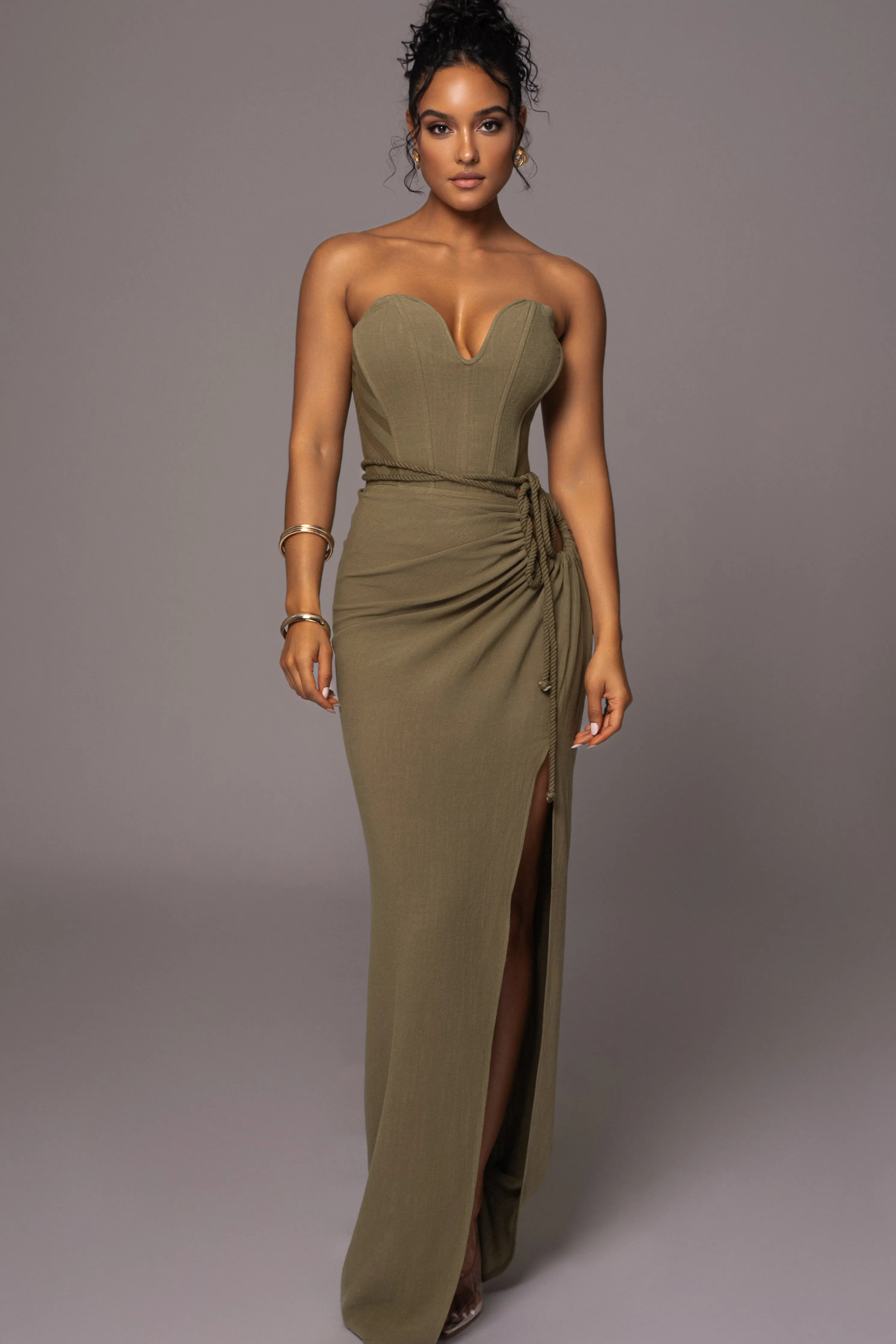 Olive Destination Linen Skirt Set