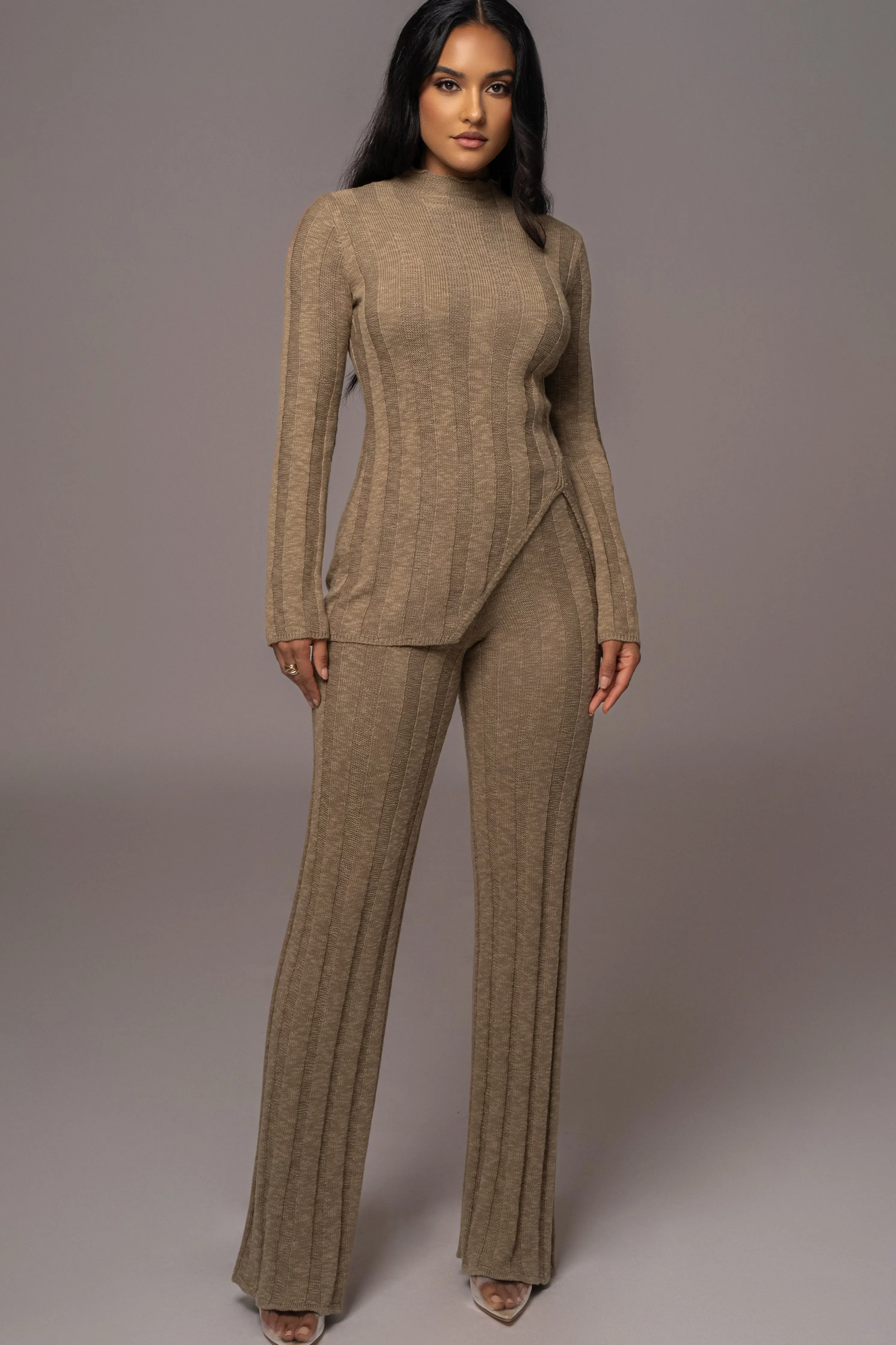 Olive Take A Chance Ribbed Pant Set