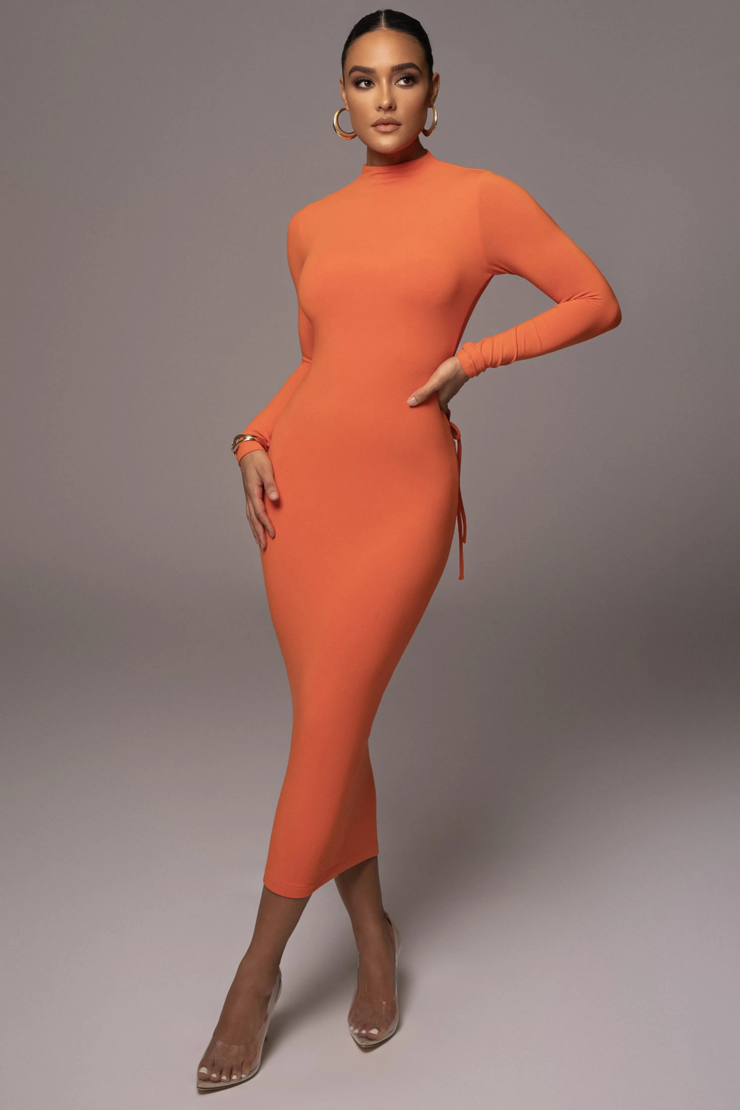 Orange Shaye Mock Neck Dress