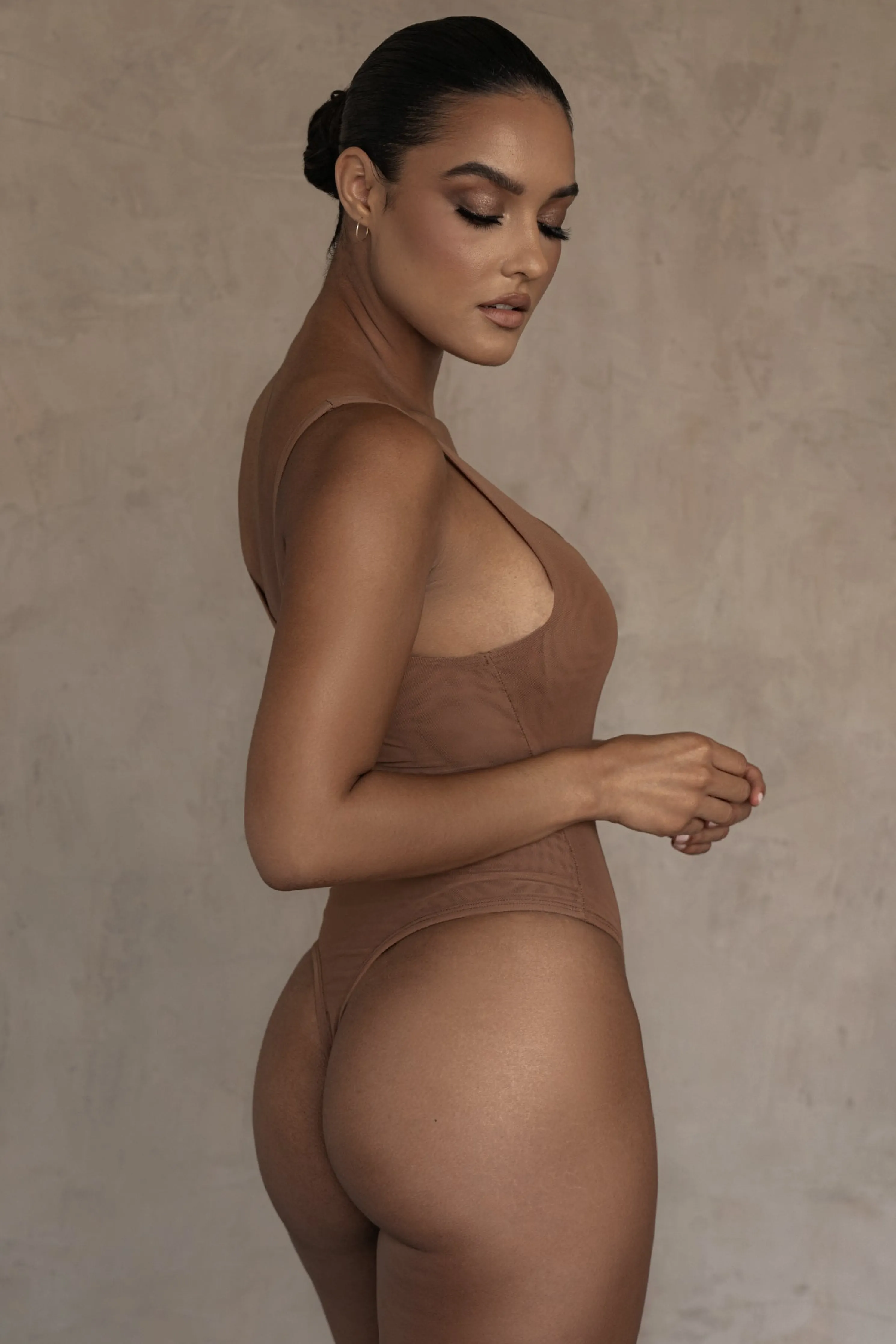 Pecan Mesh Essentials Tank Bodysuit Undergarment