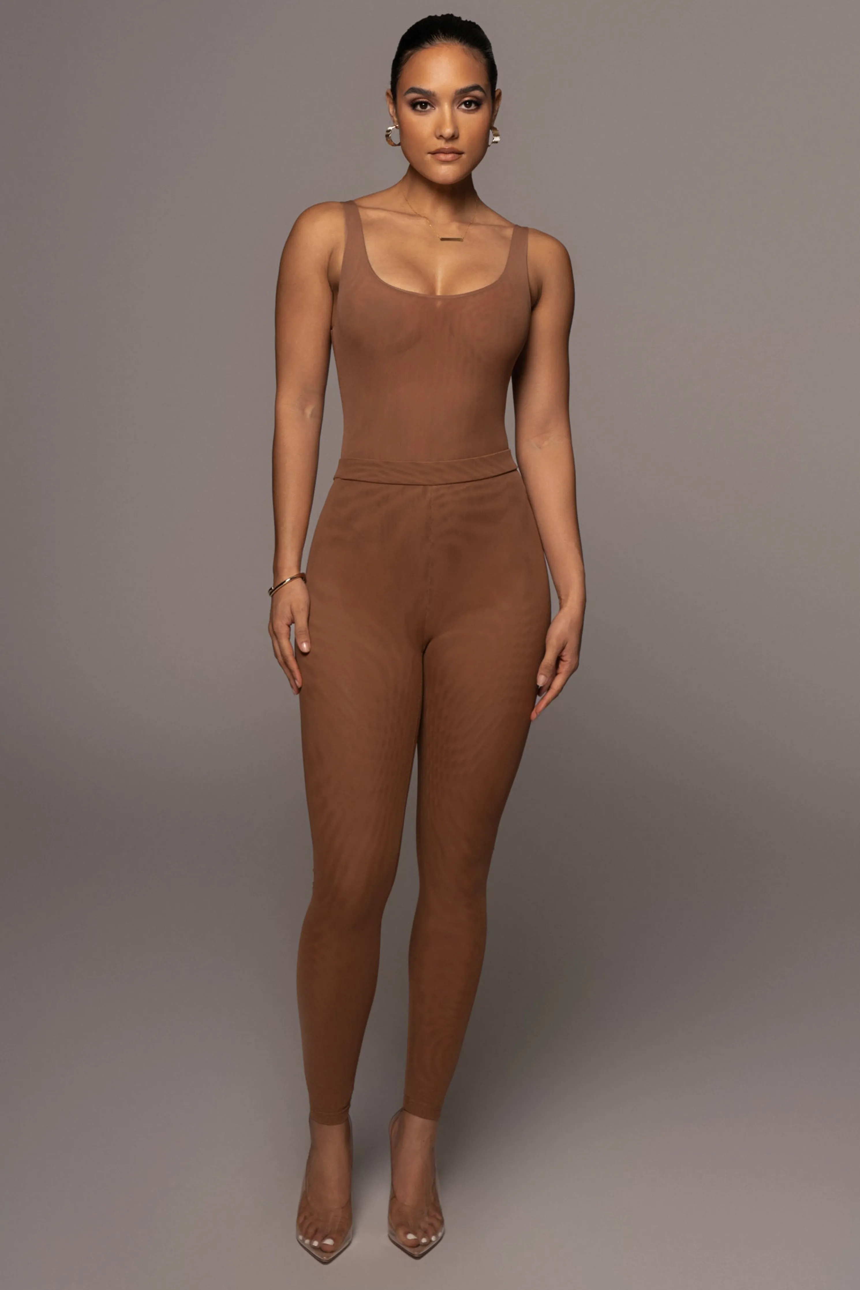 Pecan Mesh Essentials Tank Bodysuit Undergarment