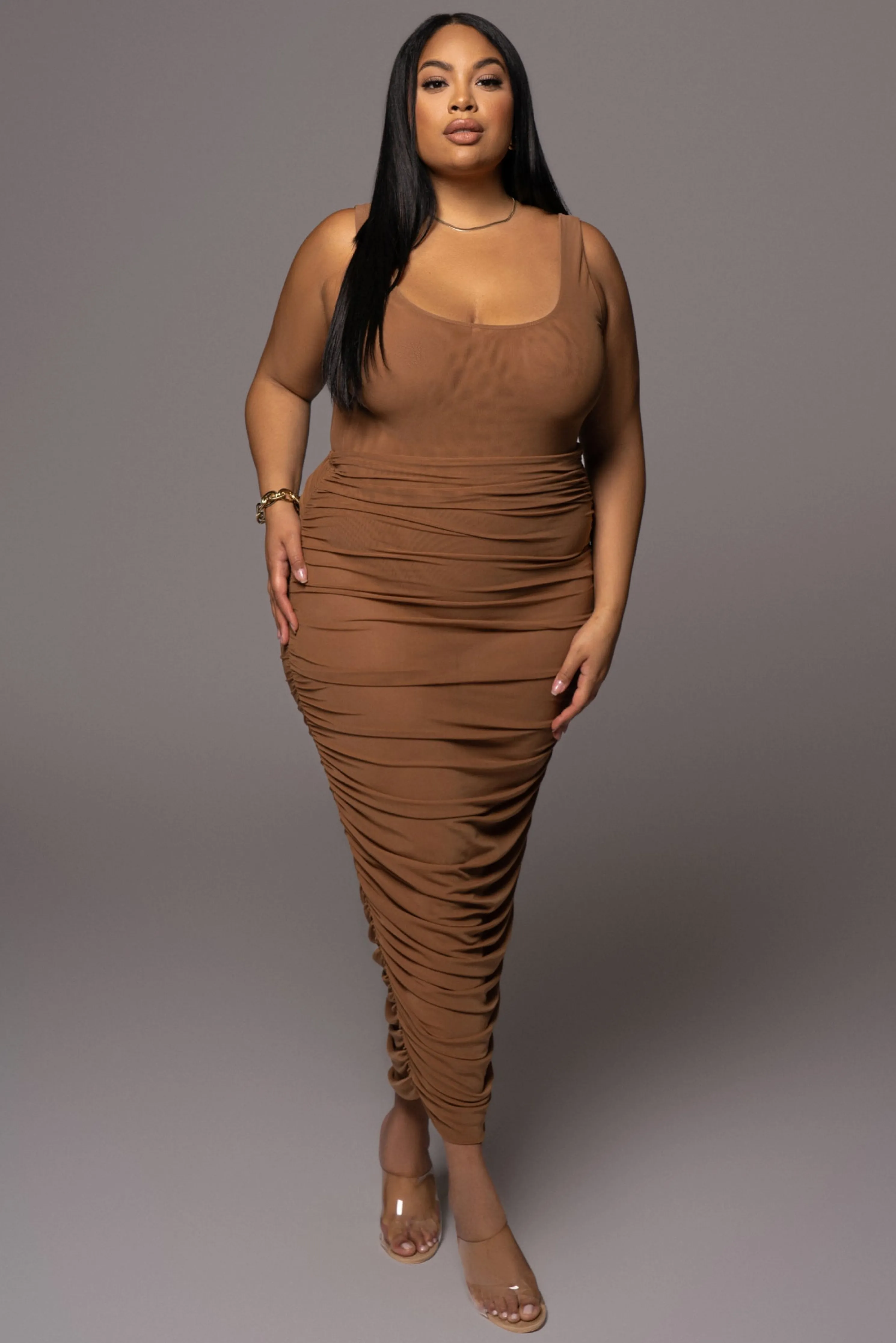 Pecan Mesh Essentials Tank Bodysuit Undergarment