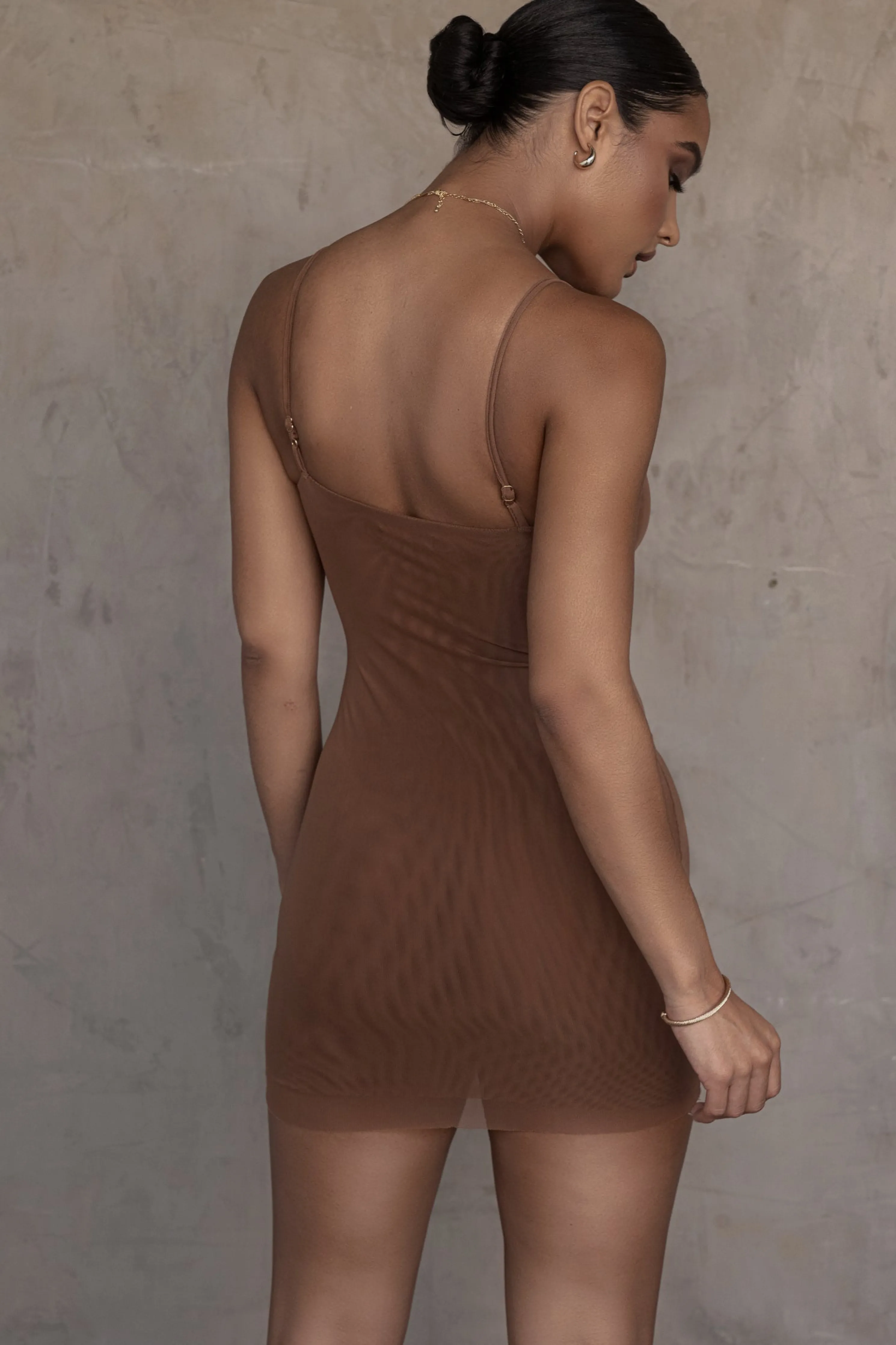 Pecan Mesh Layering Mini Dress Undergarment