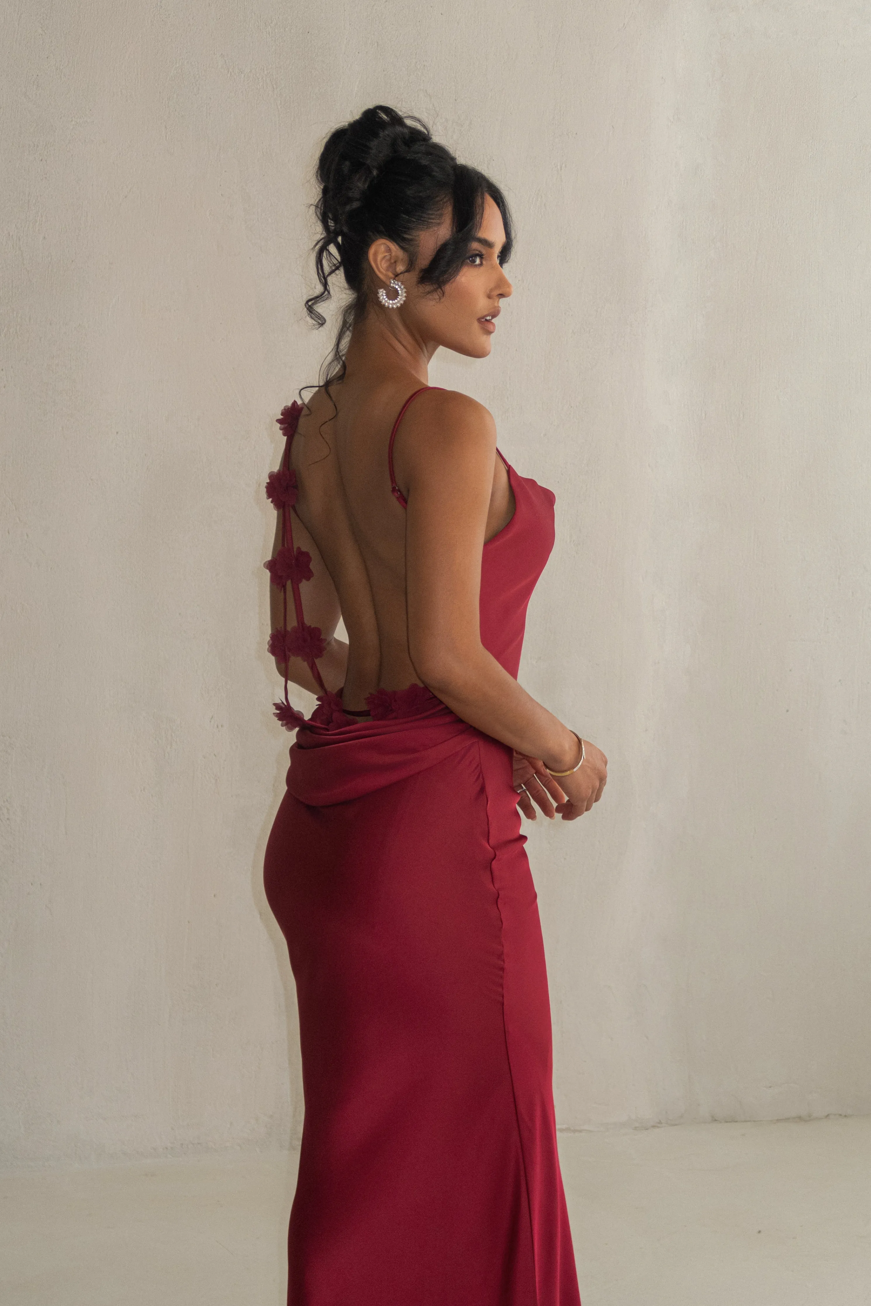 Red Down The Aisle Satin Gown