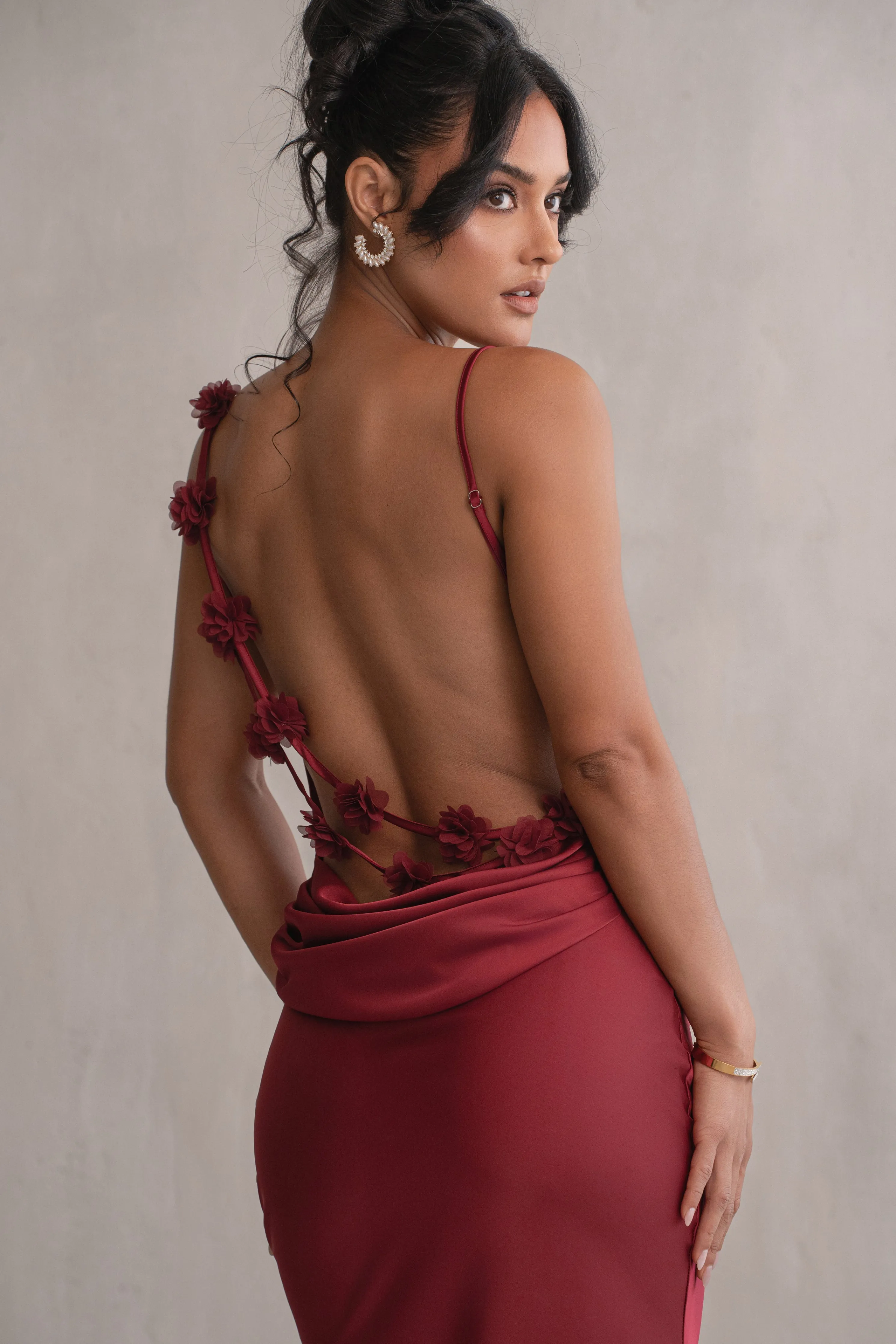 Red Down The Aisle Satin Gown